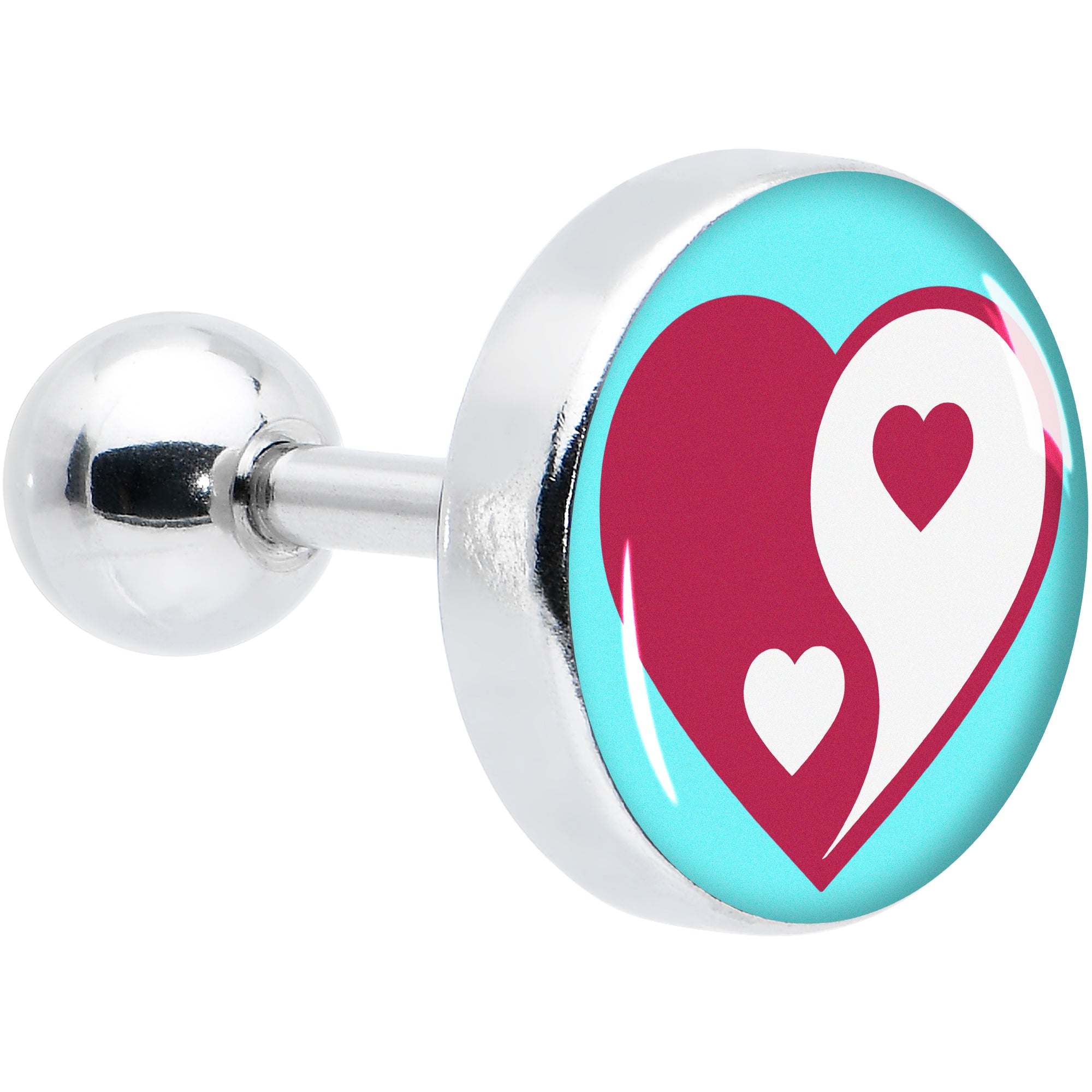 16G 1/4 Love Yin Yang Heart Cartilage Tragus Earring by Onyx O