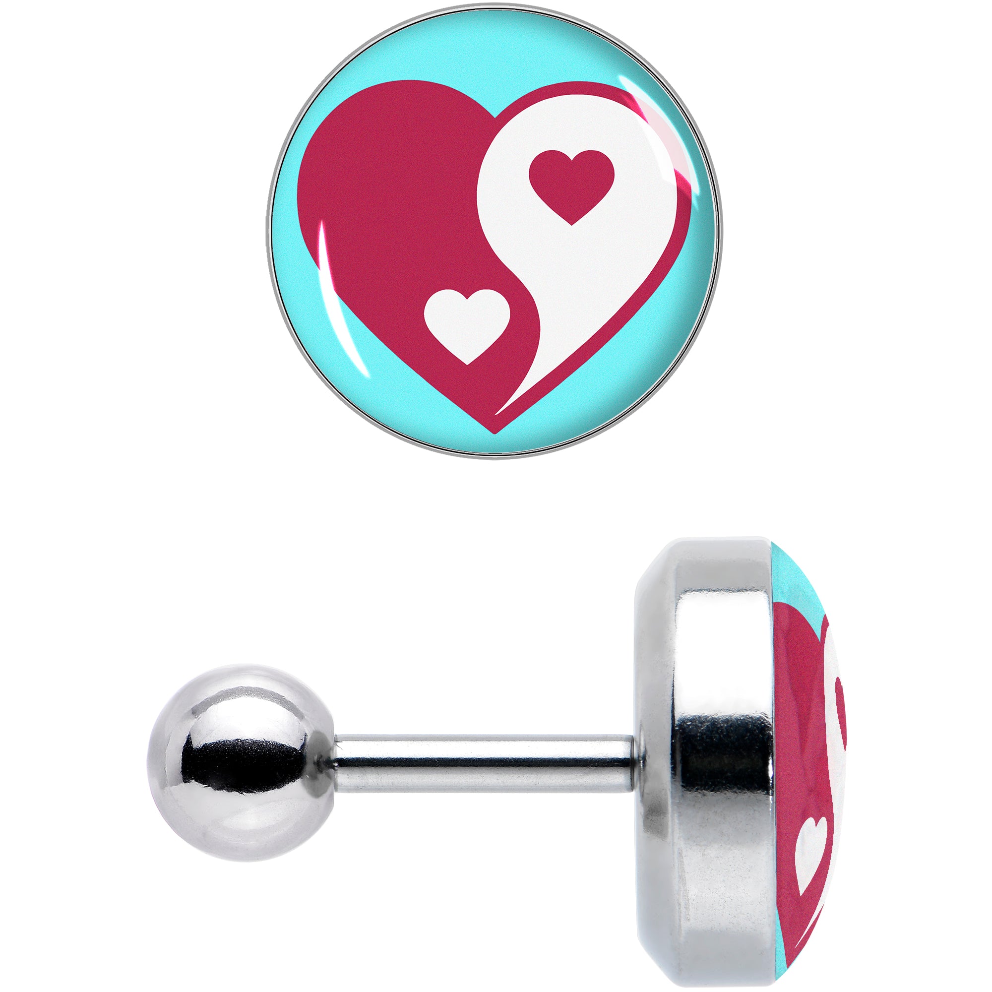 16G 1/4 Love Yin Yang Heart Cartilage Tragus Earring by Onyx O