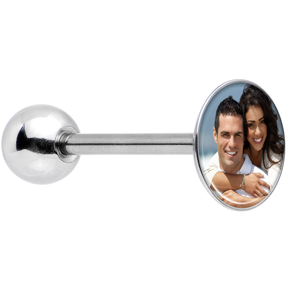 Custom Photo Stainless Steel Barbell Tongue Ring