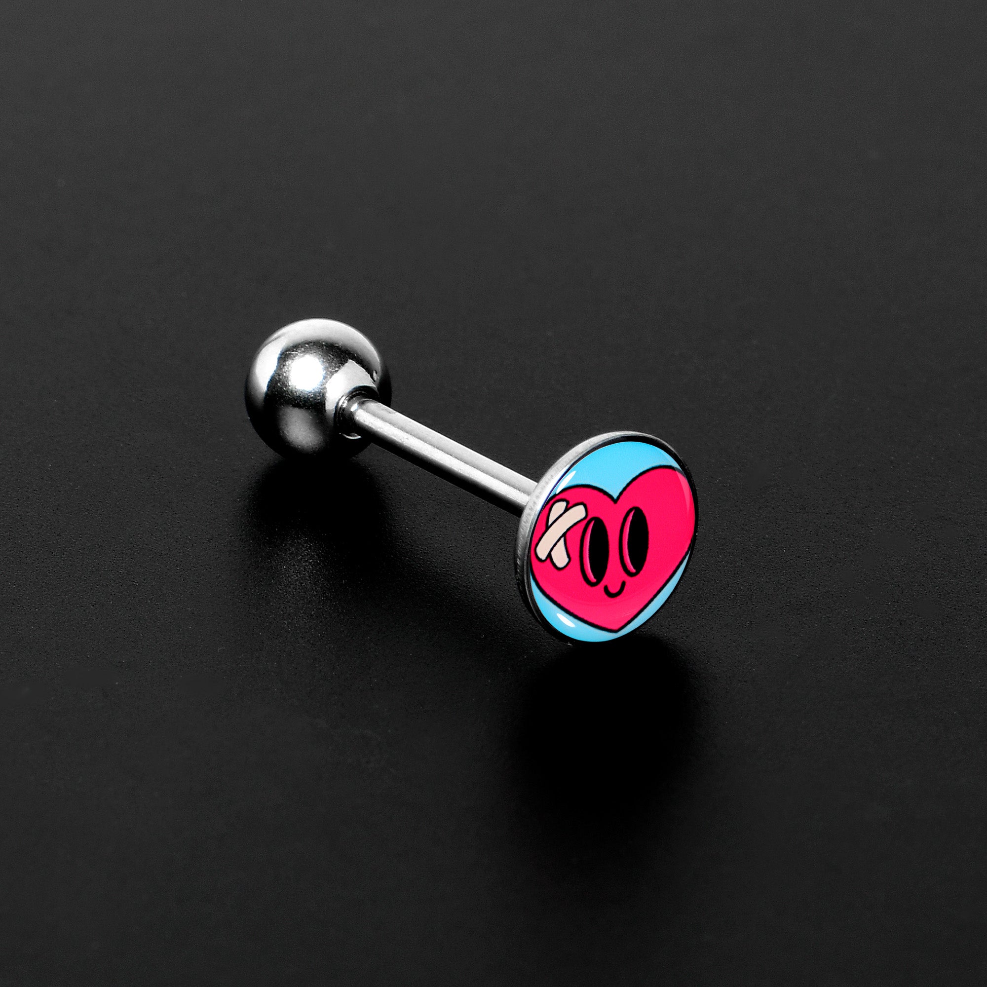 Heartbreak Bandaged Heart Barbell Tongue Ring by Onyx O