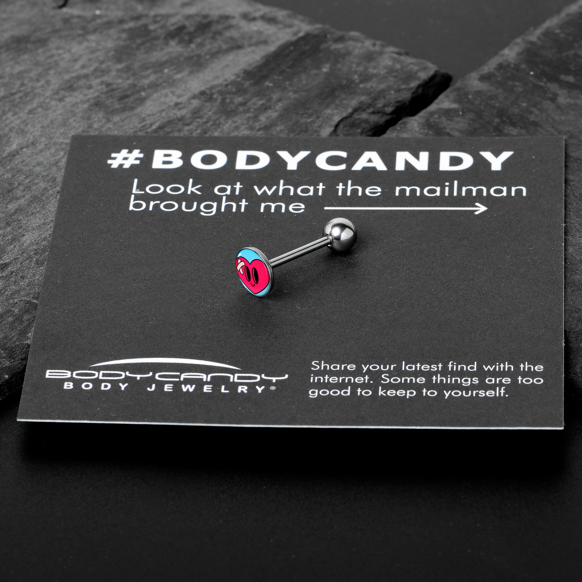 Heartbreak Bandaged Heart Barbell Tongue Ring by Onyx O