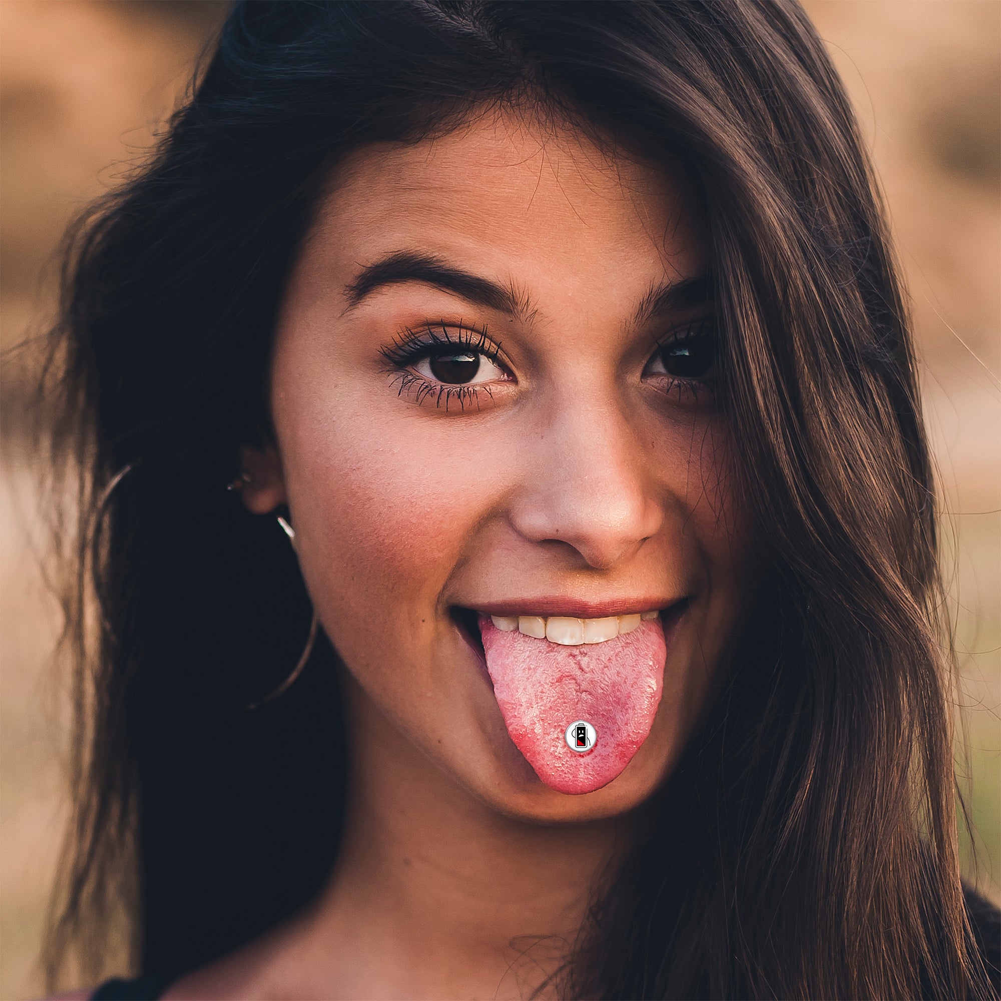 Battery Empty Barbell Tongue Ring by Onyx O