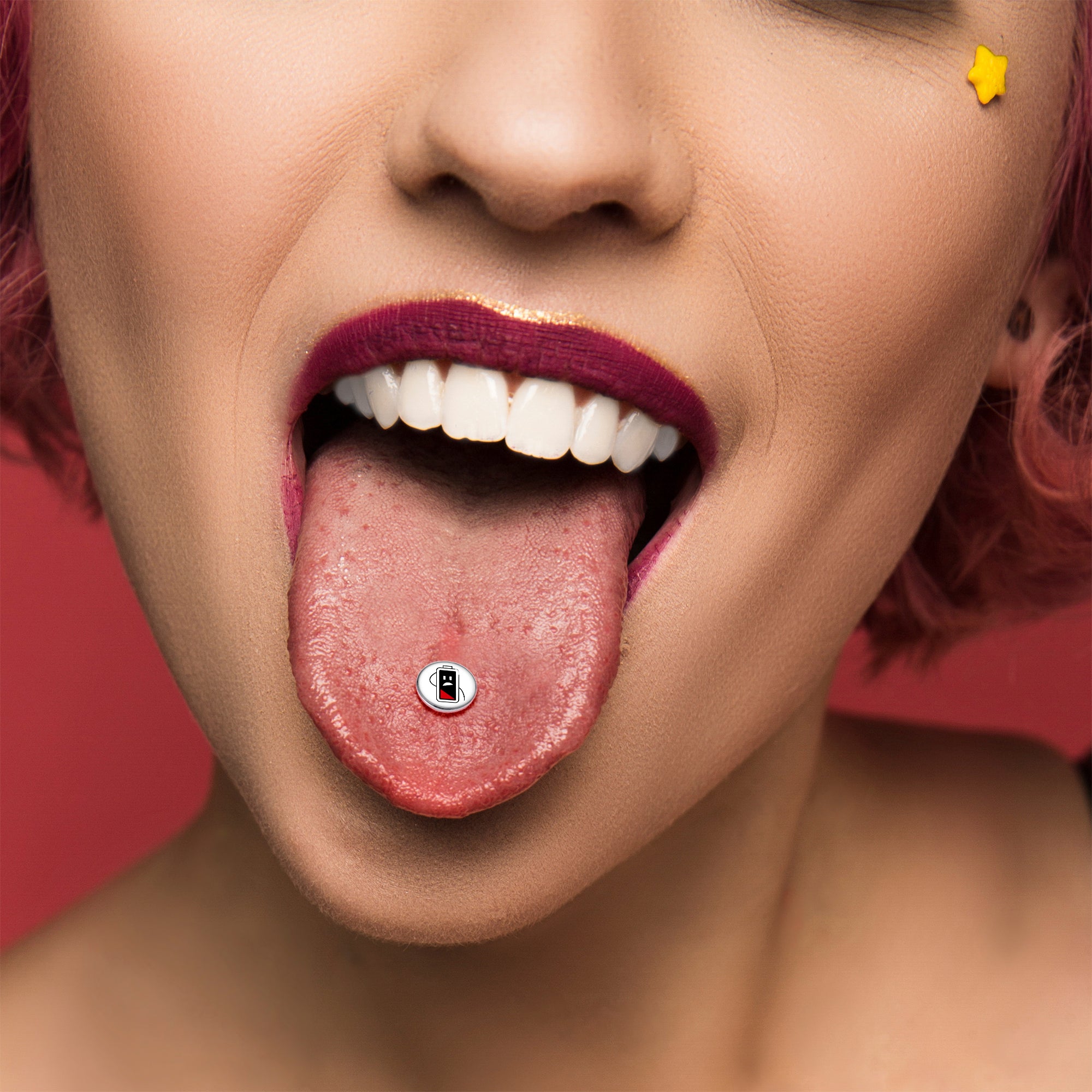 Battery Empty Barbell Tongue Ring by Onyx O