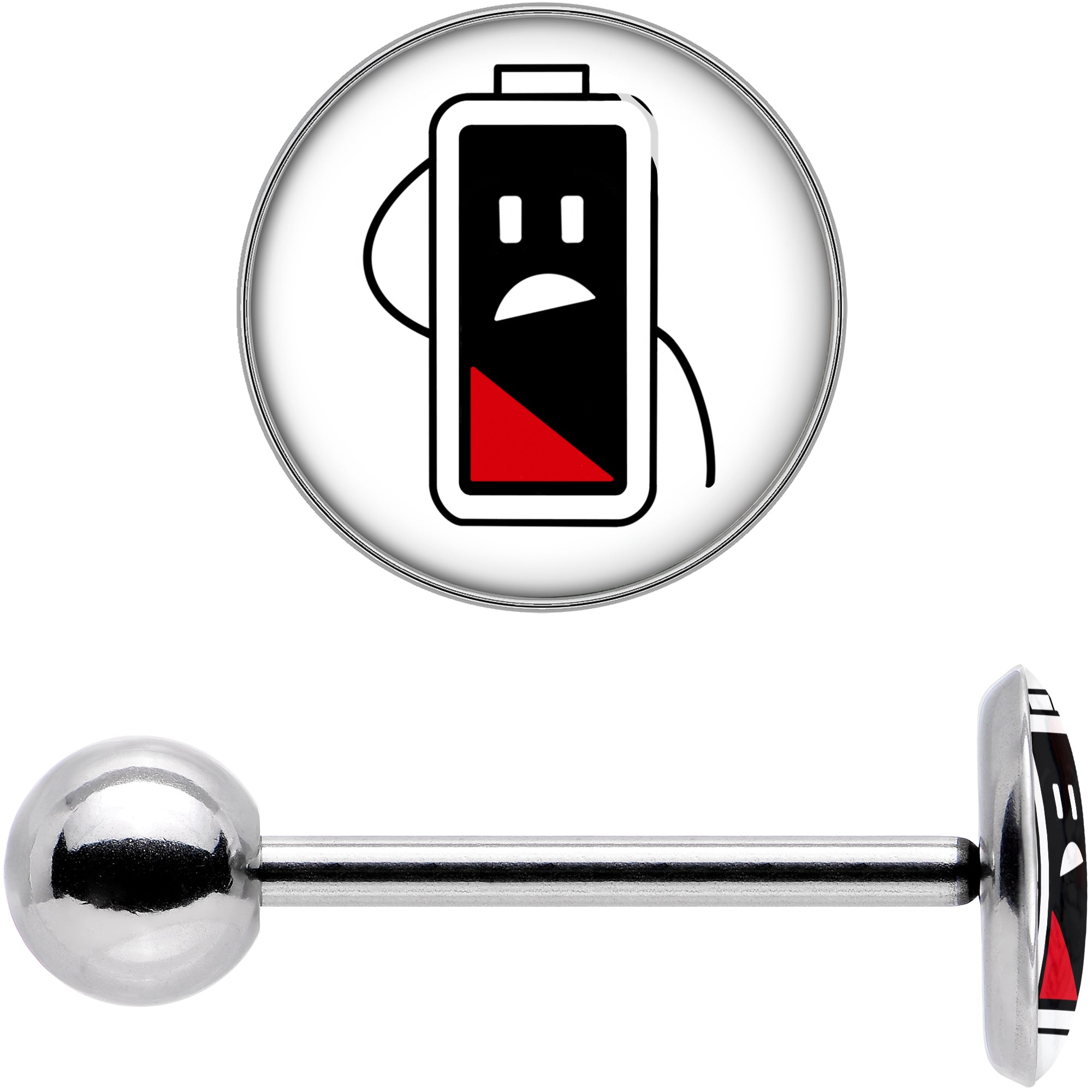 Battery Empty Barbell Tongue Ring by Onyx O