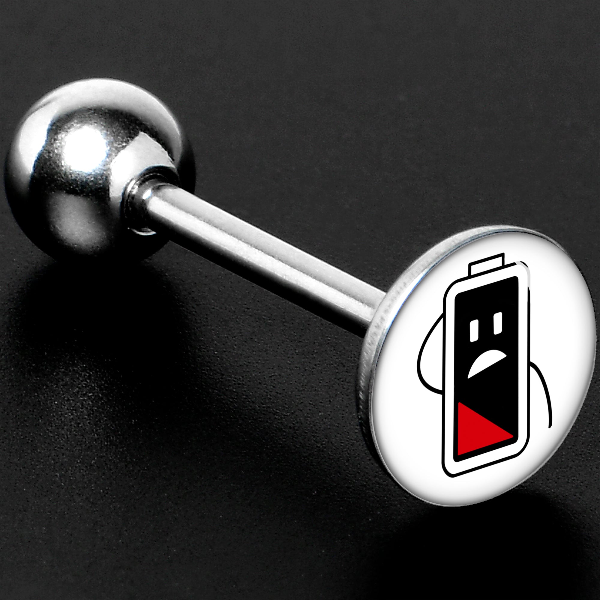 Battery Empty Barbell Tongue Ring by Onyx O