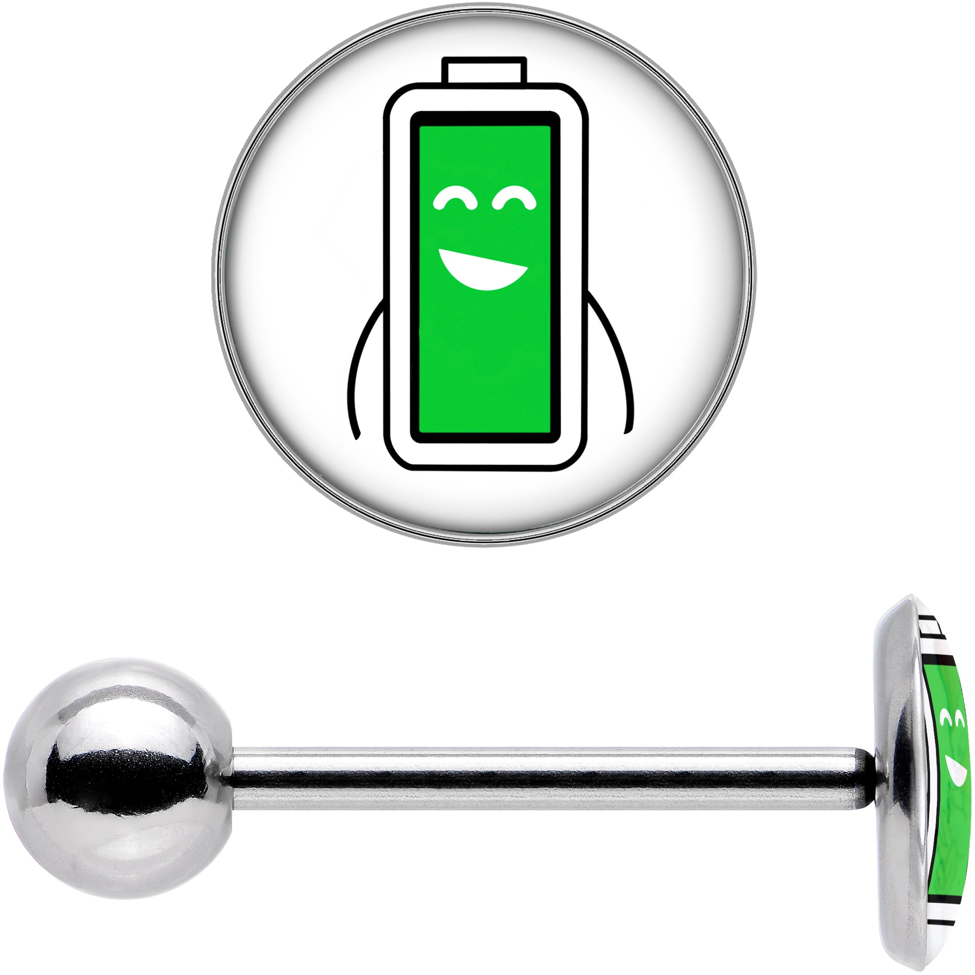 Battery Full Barbell Tongue Ring by Onyx O