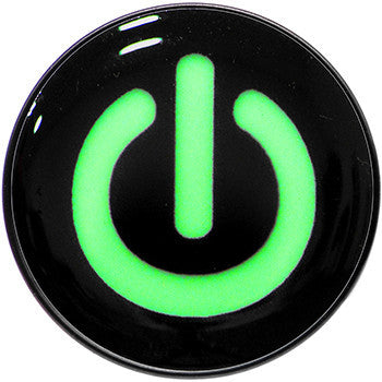 Power Button Glow in the Dark Black Anodized Barbell Tongue Ring