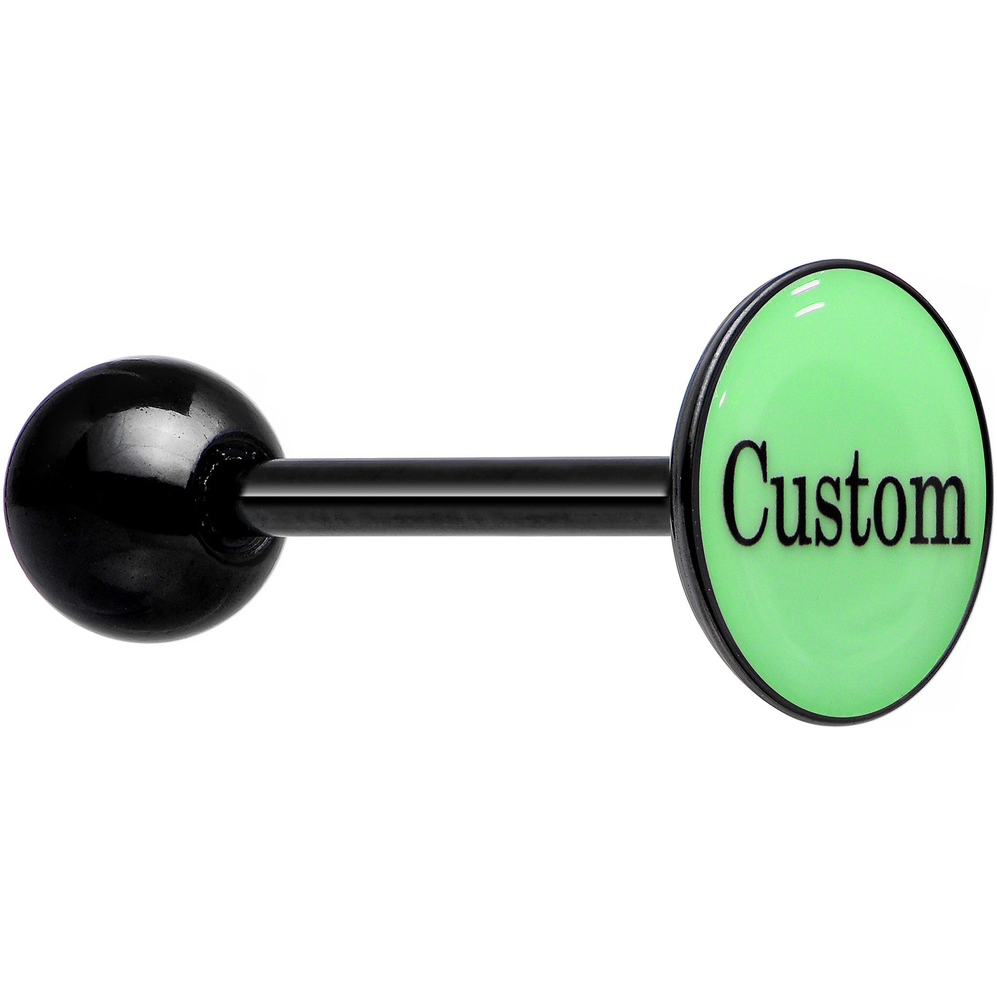 Custom Glow in the Dark Black Anodized Barbell Tongue Ring