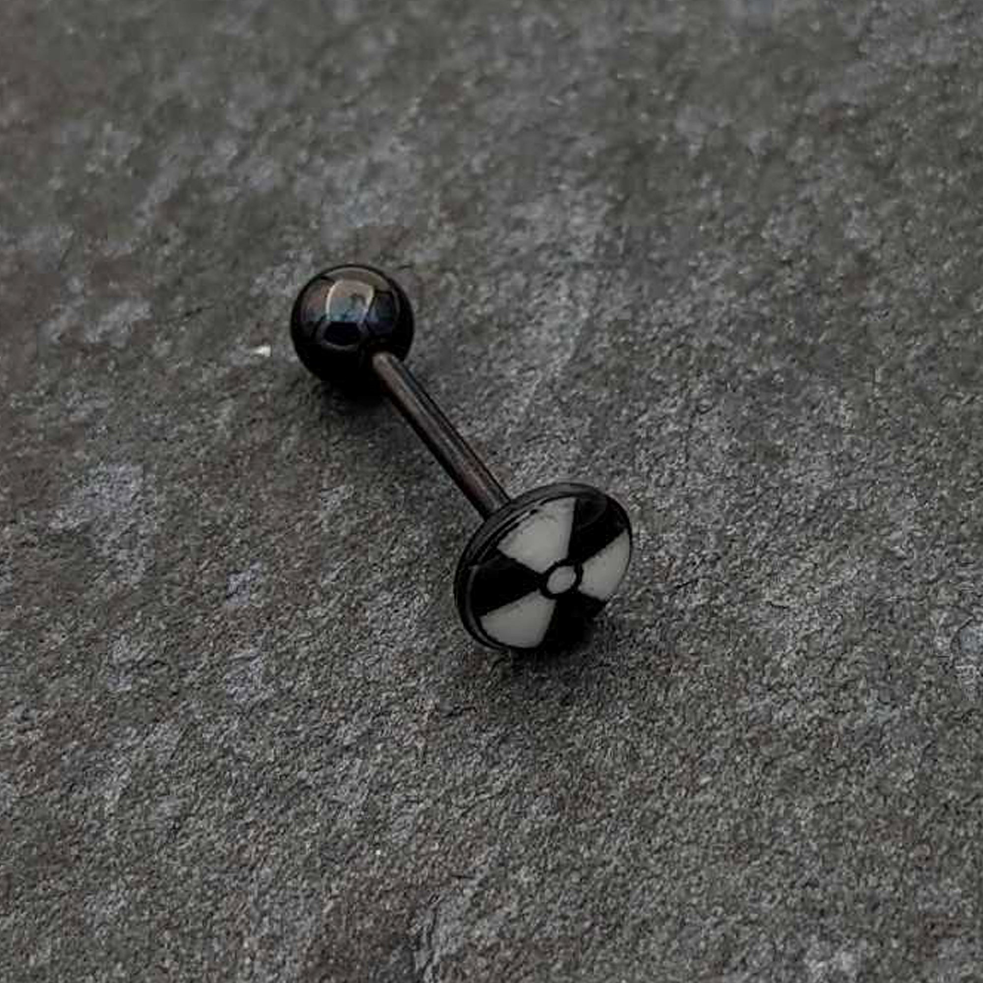 Glow in the Dark Black Anodized Radioactive Barbell Tongue Ring by Onyx O