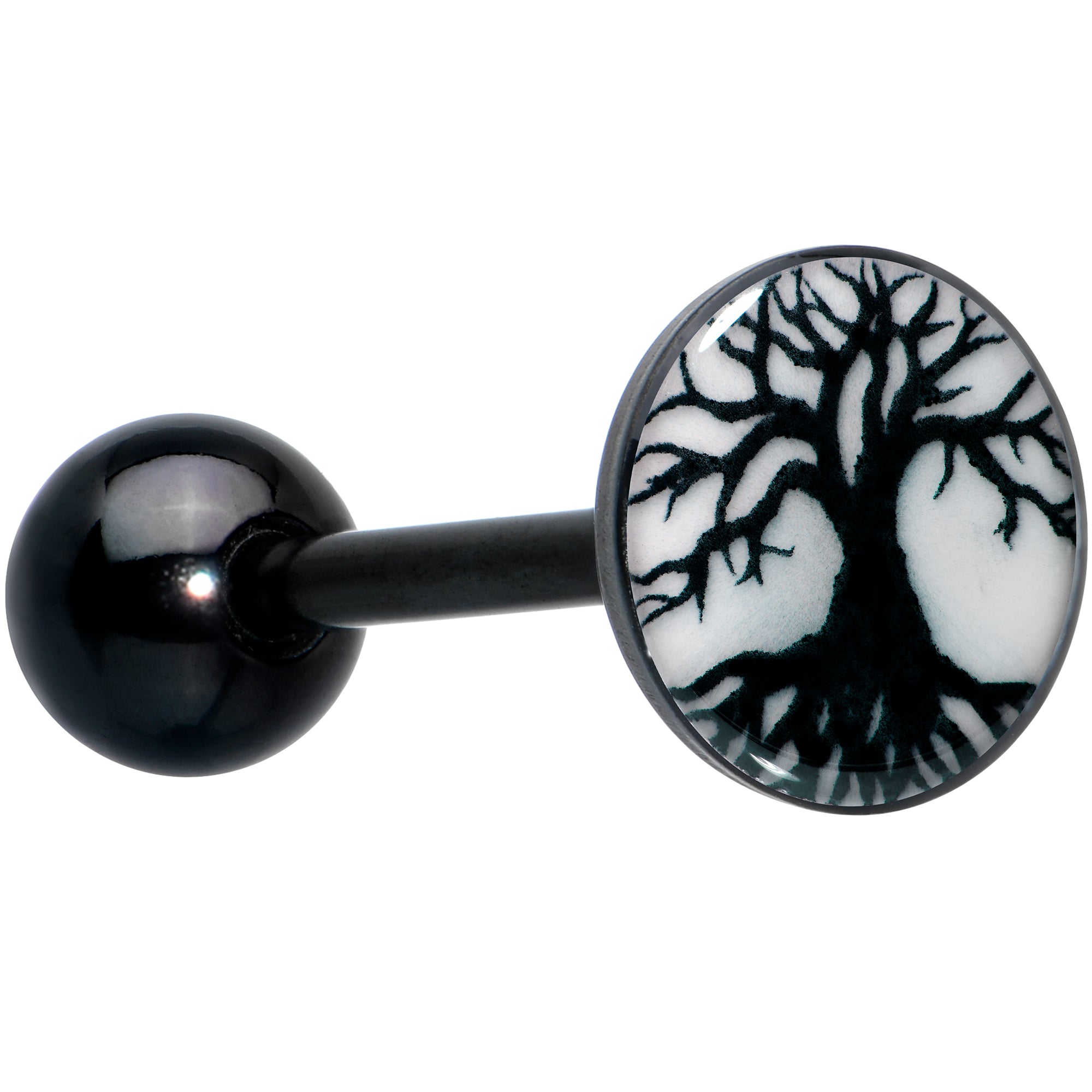 Glow in the Dark Black Anodized Tree of Life Barbell Tongue Ring by Onyx O