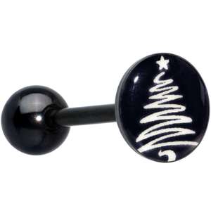 Black Glow in the Dark Holiday Christmas Tree Tongue Ring by Onyx O