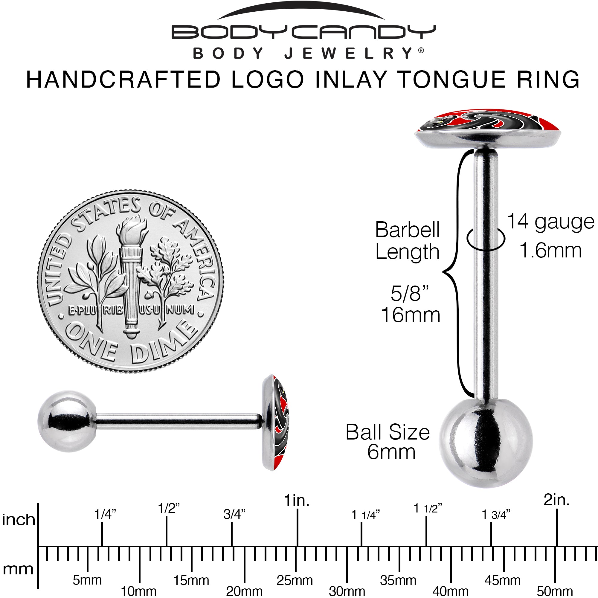 Black Snake Barbell Tongue Ring by Onyx O