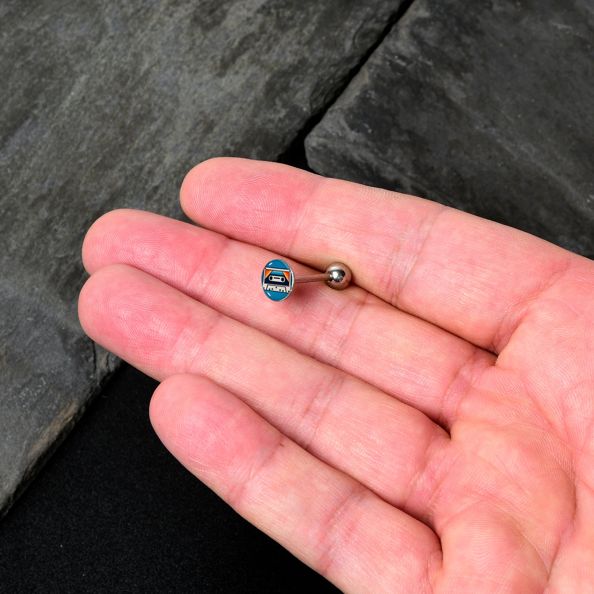 Retro Cassette Tape Barbell Tongue Ring by Onyx O