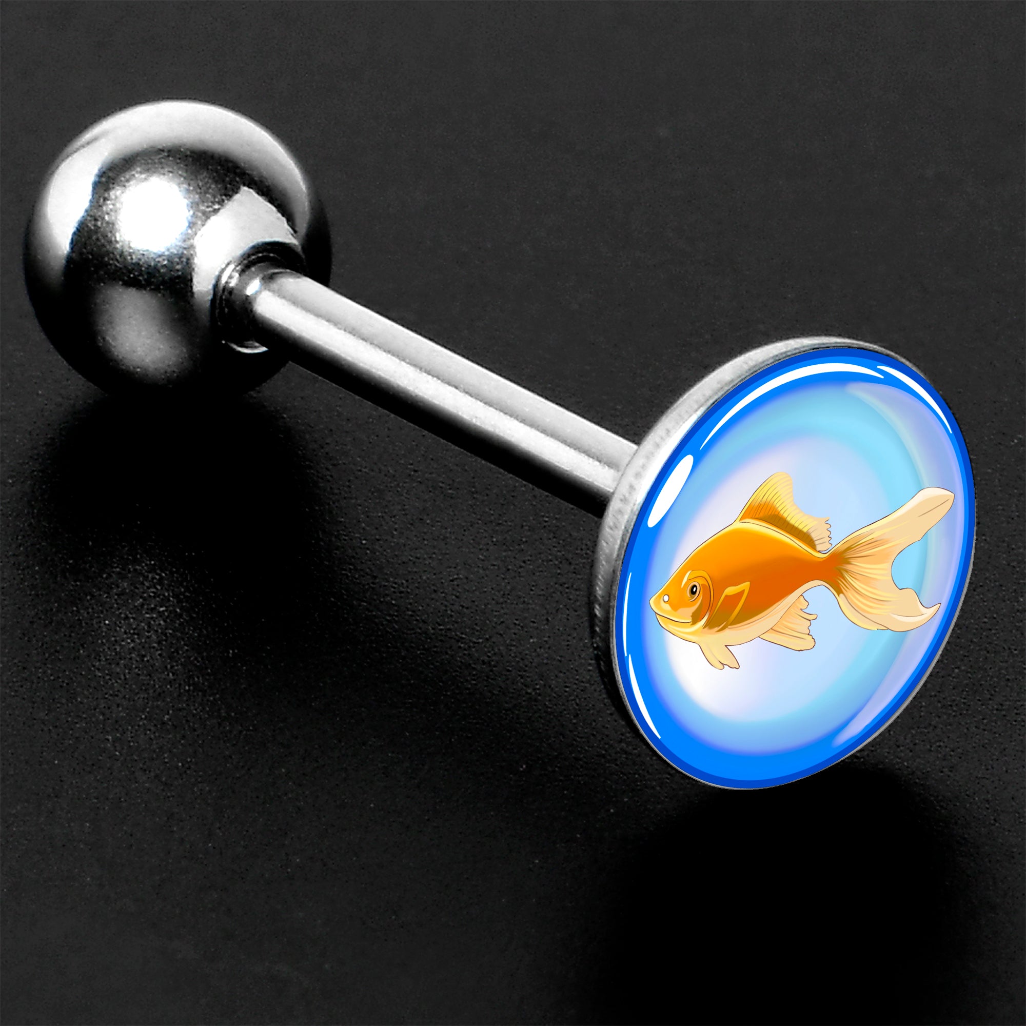 Gold Fish Barbell Tongue Ring by Onyx O