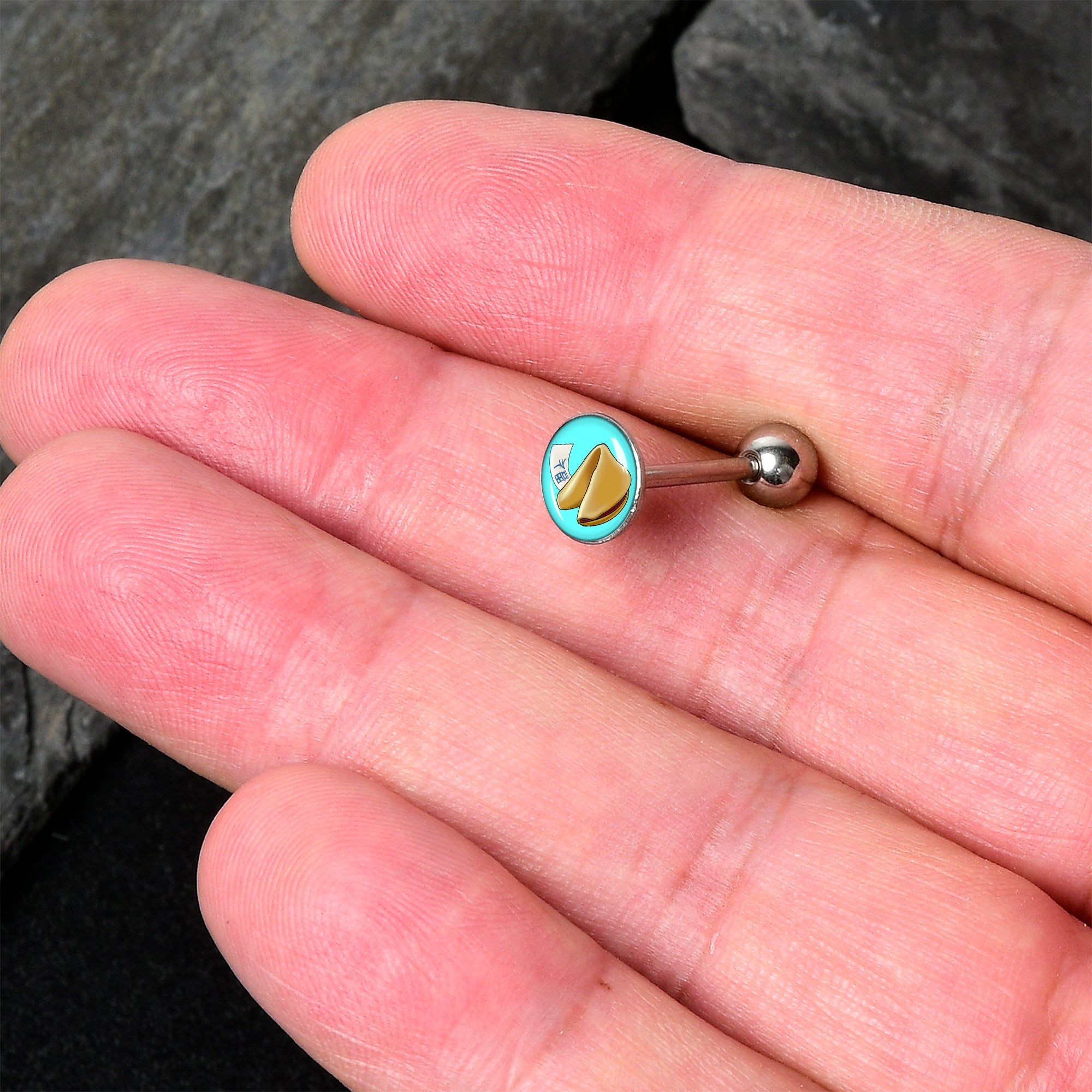 Fortune Cookie Barbell Tongue Ring by Onyx O