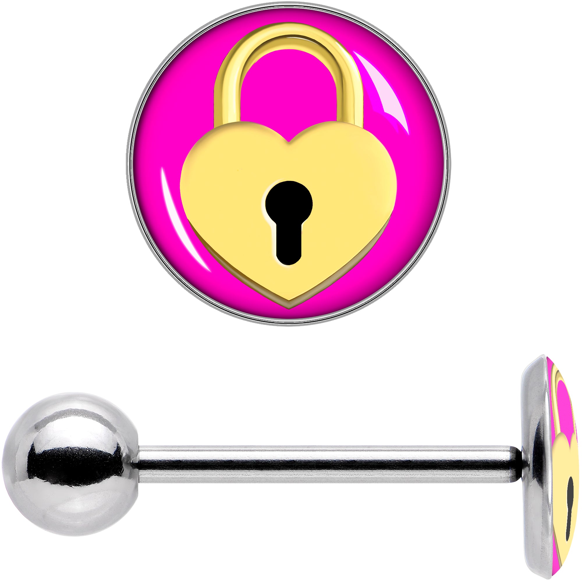 Heart Lock Barbell Tongue Ring by Onyx O
