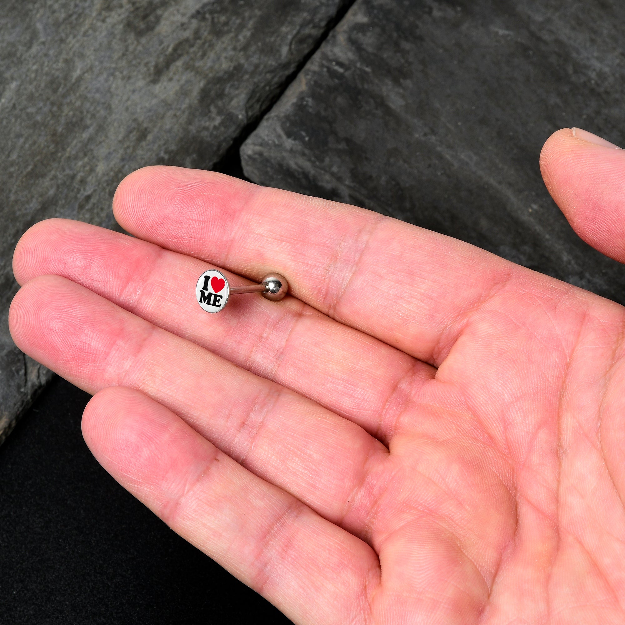 I Love Me Barbell Tongue Ring by Onyx O