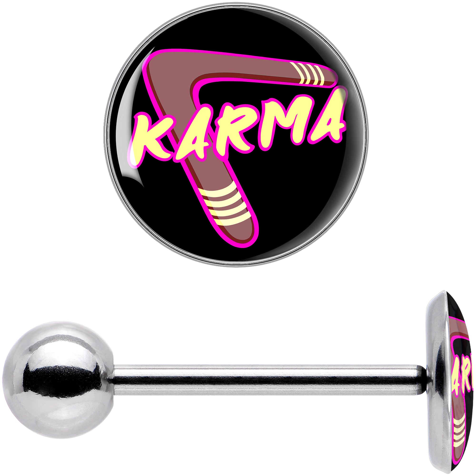 Karmic Boomerang Barbell Tongue Ring by Onyx O