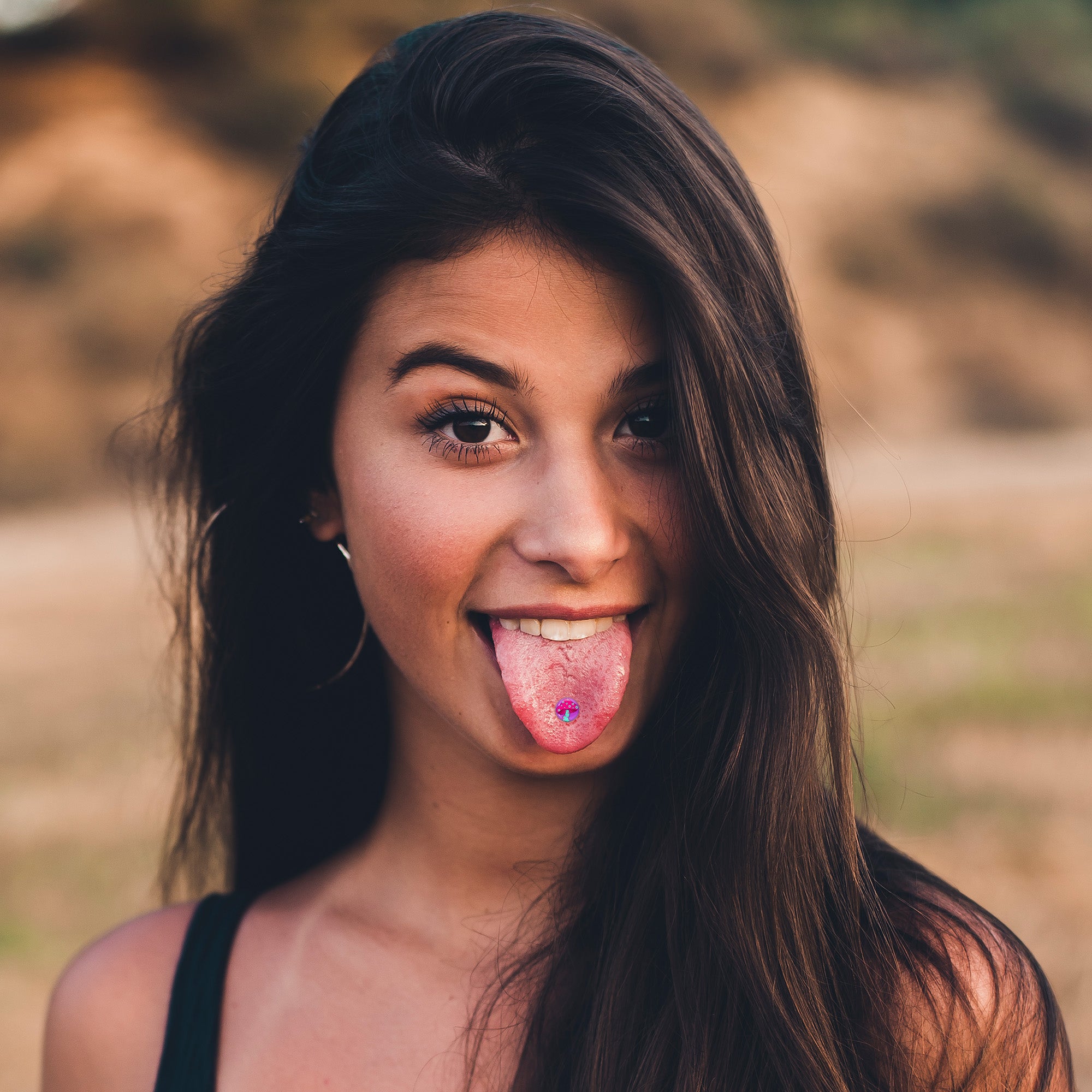 Funky Floral Mushroom Barbell Tongue Ring by Onyx O