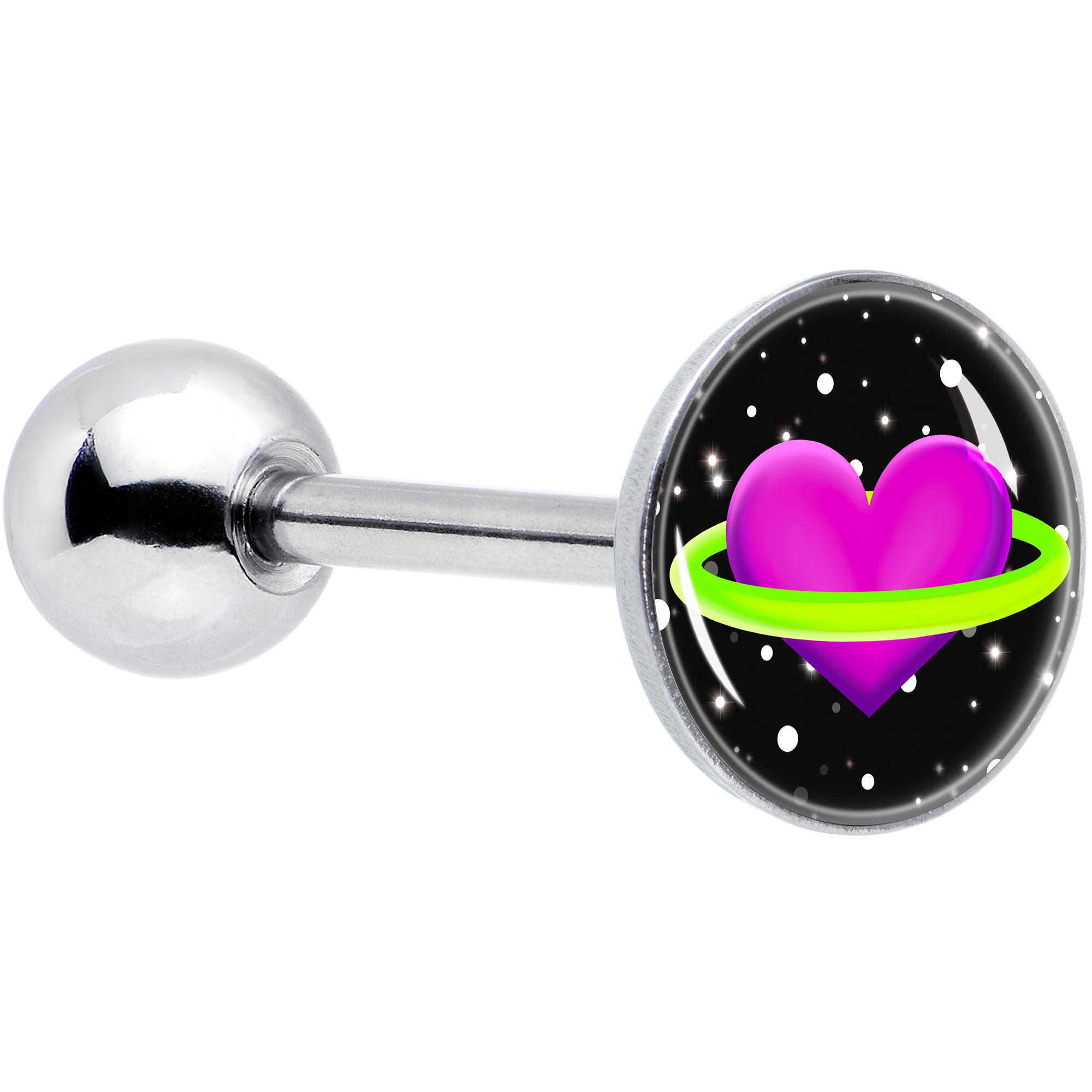 Heart Planet Barbell Tongue Ring by Onyx O