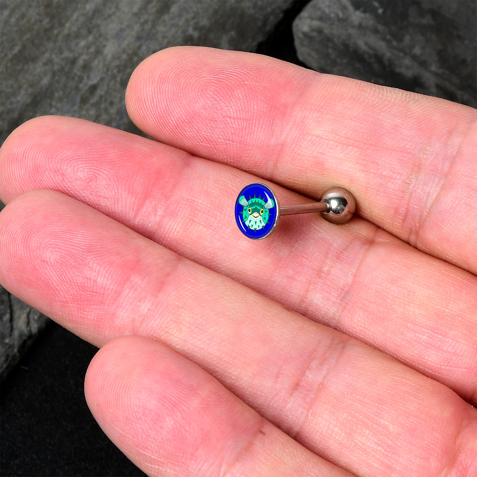 Pufferfish Barbell Tongue Ring by Onyx O