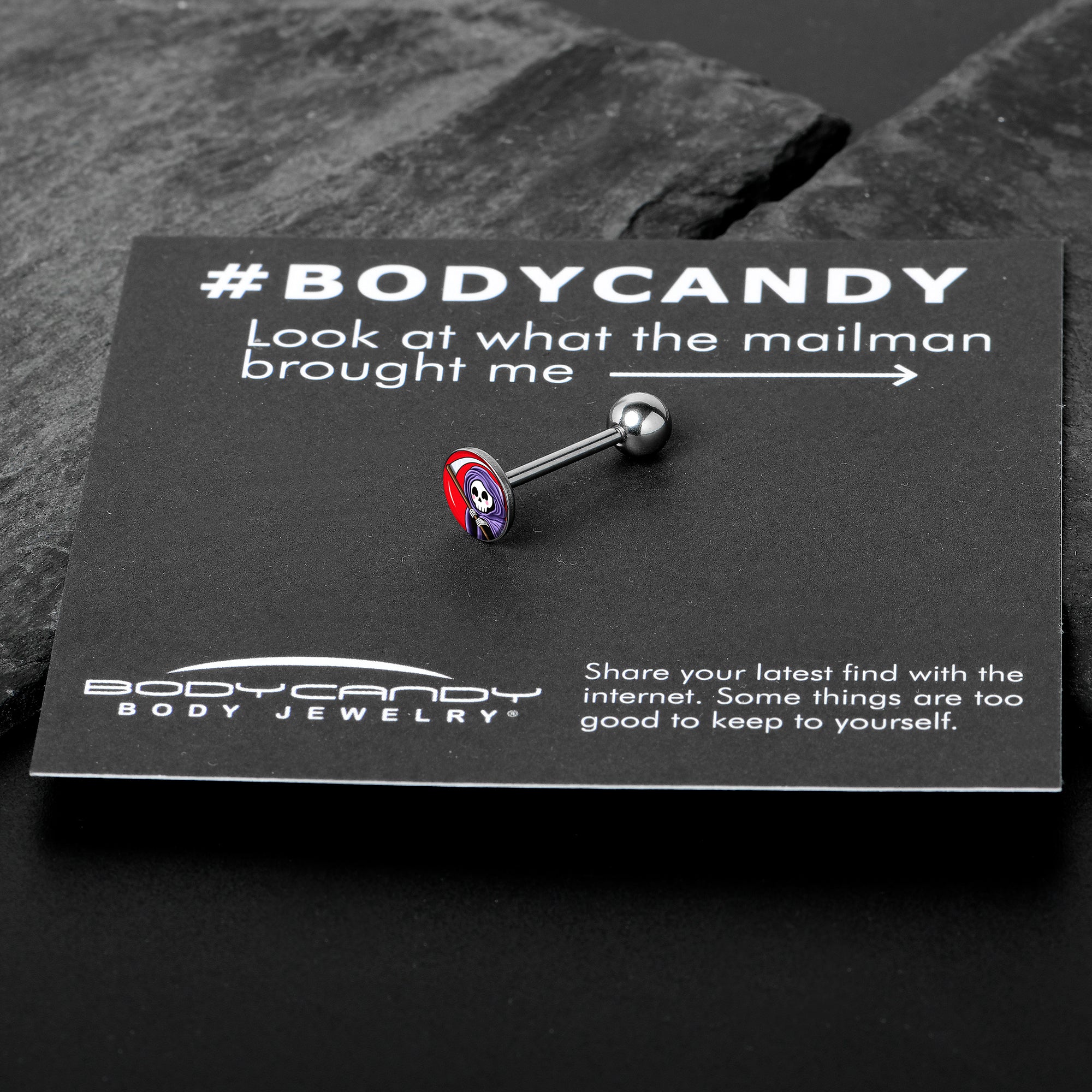 Grim Reaper Barbell Tongue Ring by Onyx O