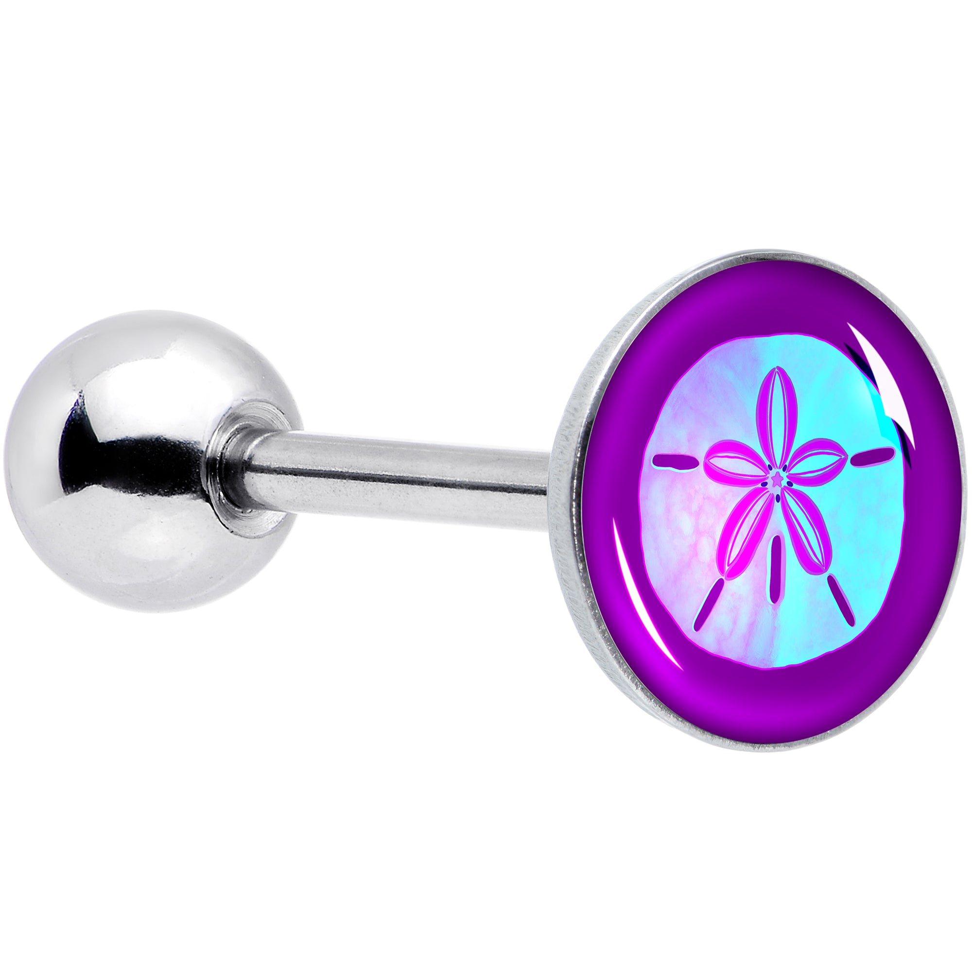 Purple Nautical Sand Dollar Barbell Tongue Ring by Onyx O