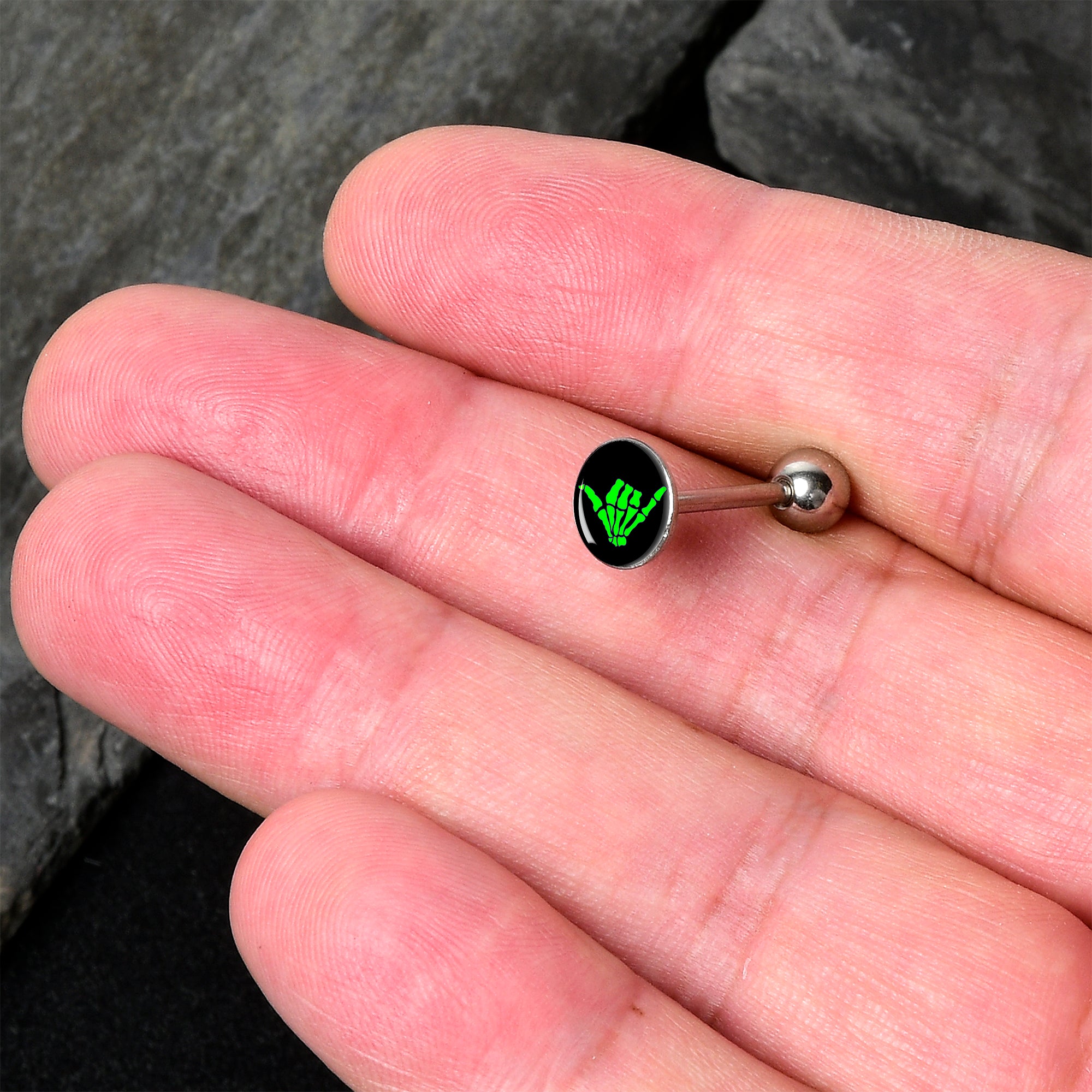 Shaka Hand Barbell Tongue Ring by Onyx O