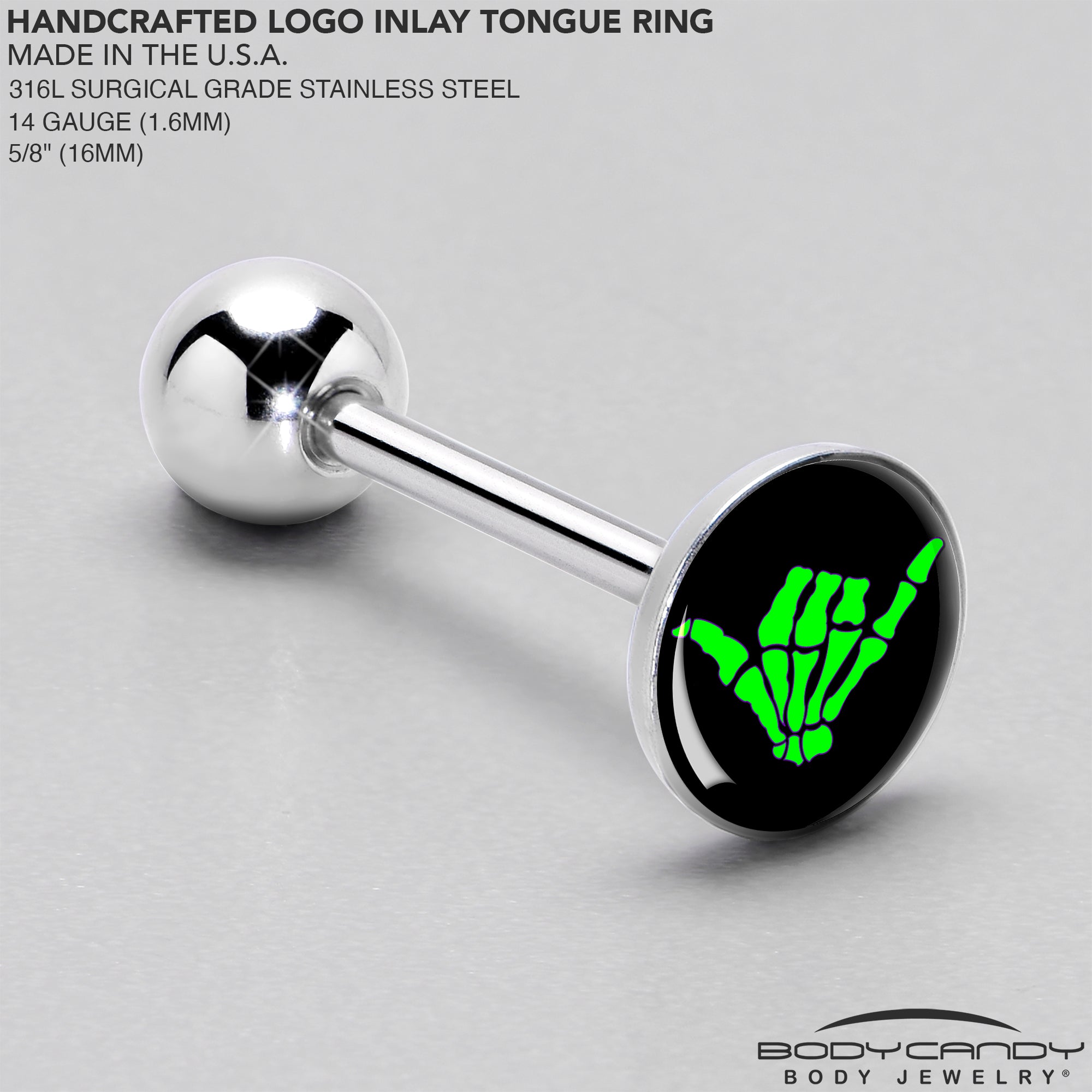 Shaka Hand Barbell Tongue Ring by Onyx O