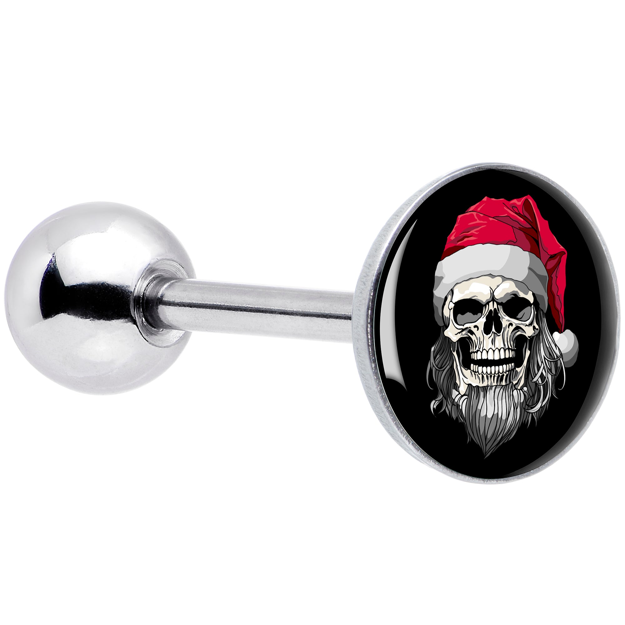 Holiday Skeleton Santa Claus Barbell Tongue Ring by Onyx O