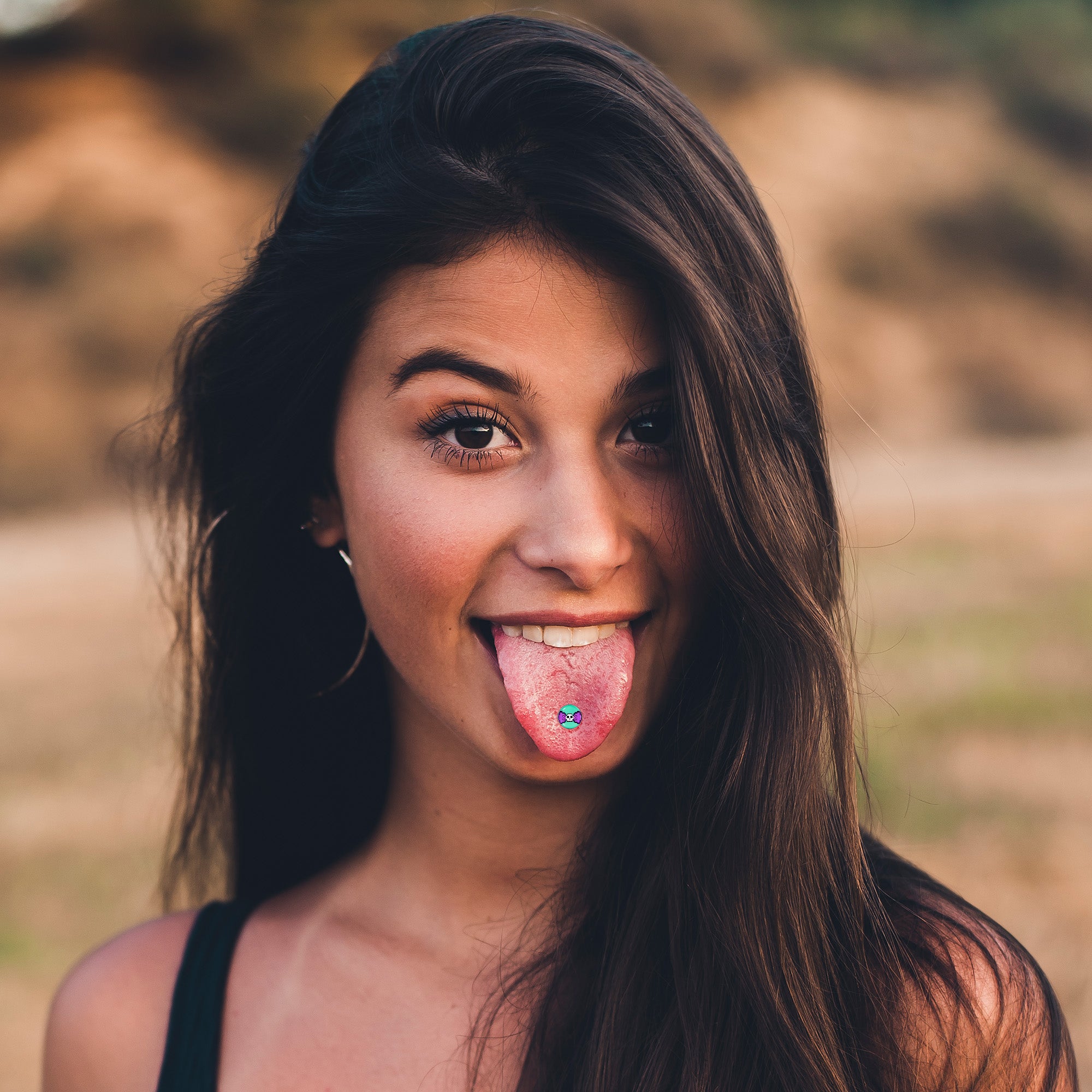 Retro Pixel Skull Barbell Tongue Ring by Onyx O