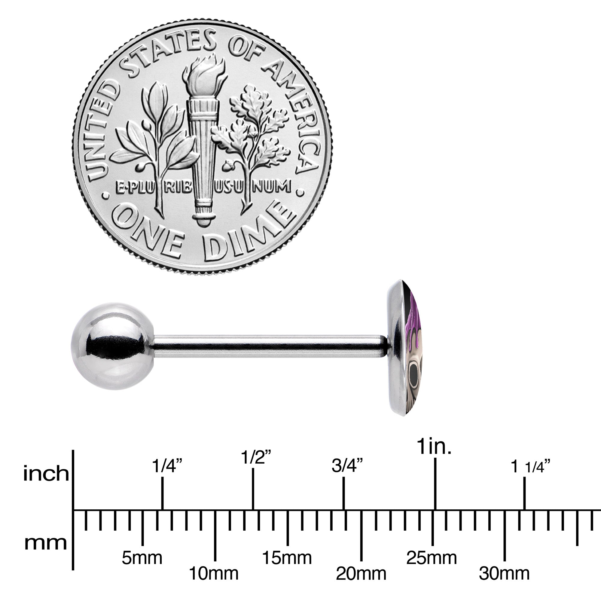 Burning Skull Candle Barbell Tongue Ring by Onyx O