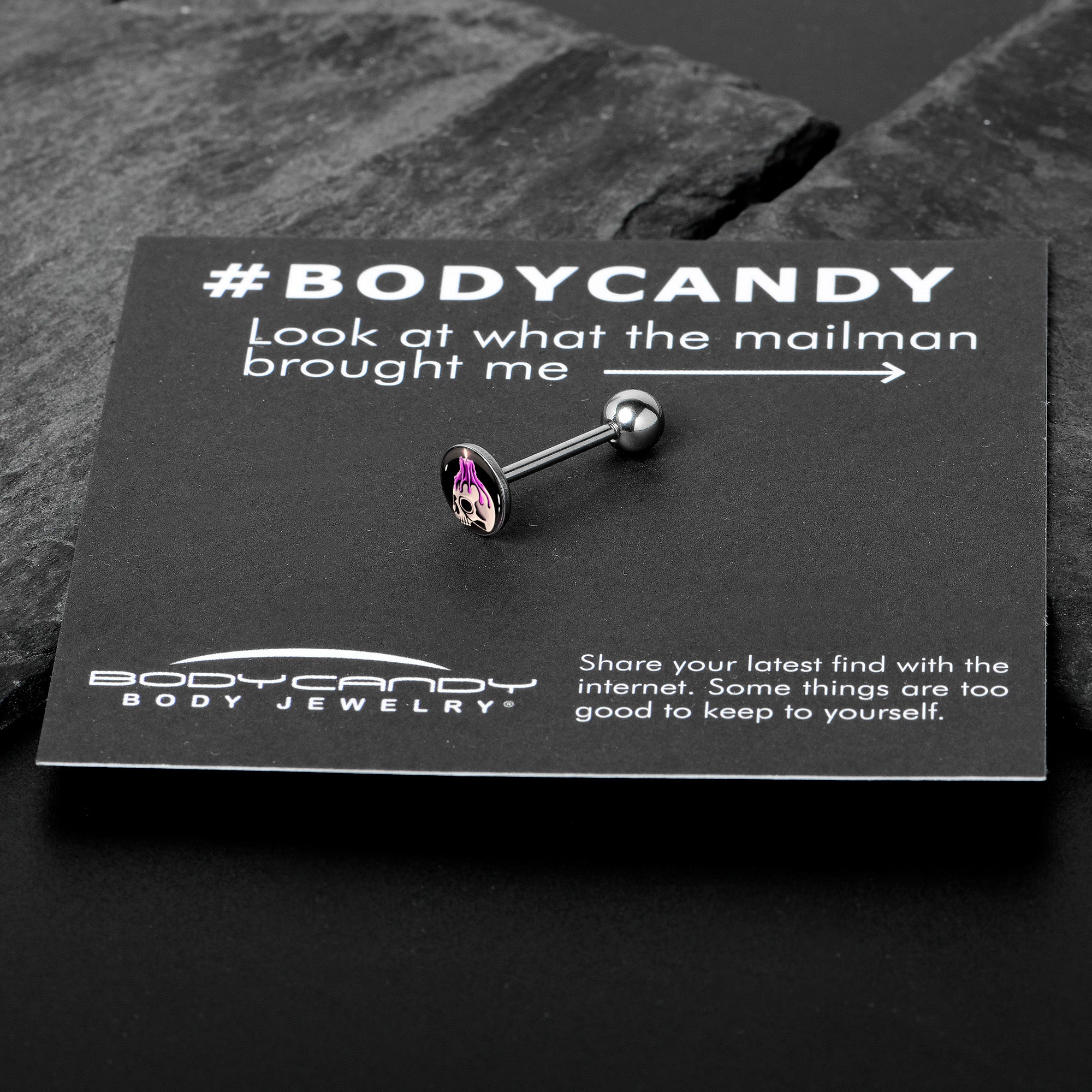 Burning Skull Candle Barbell Tongue Ring by Onyx O