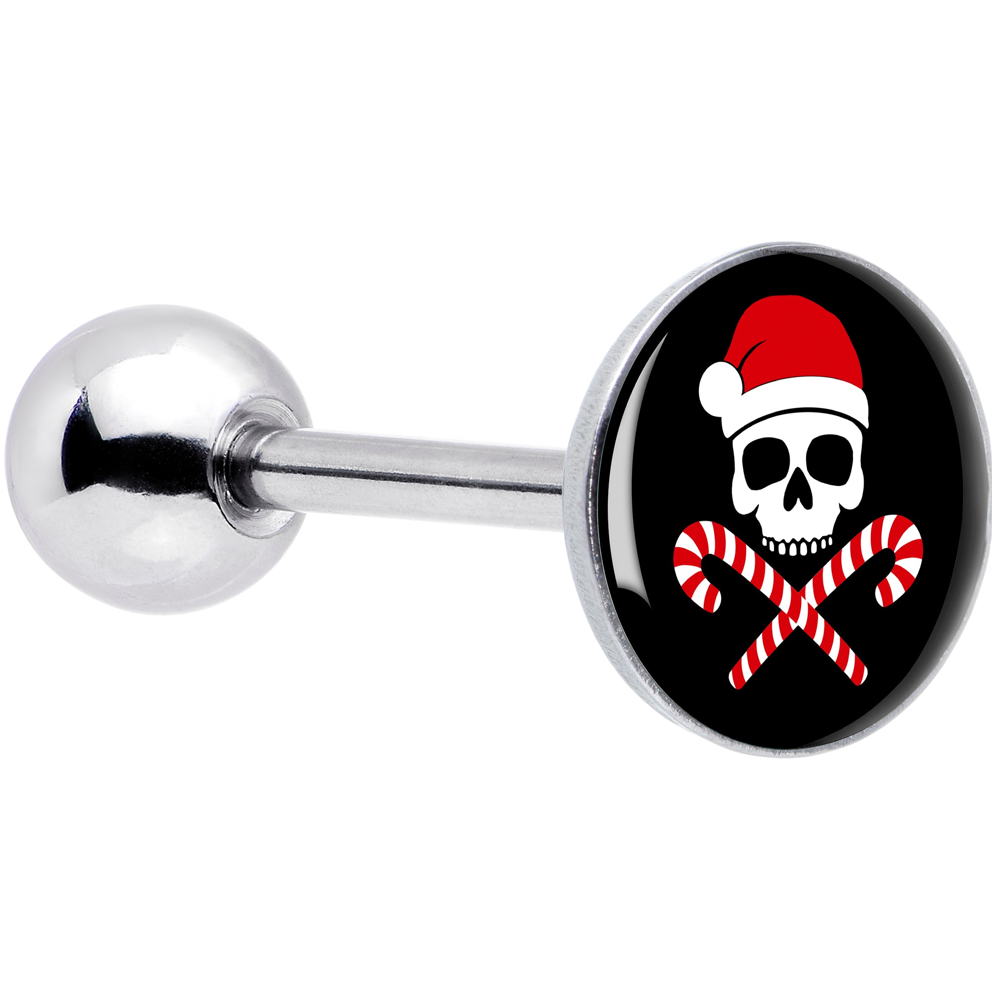 Santa Pirate Candy Cane Barbell Tongue Ring by Onyx O