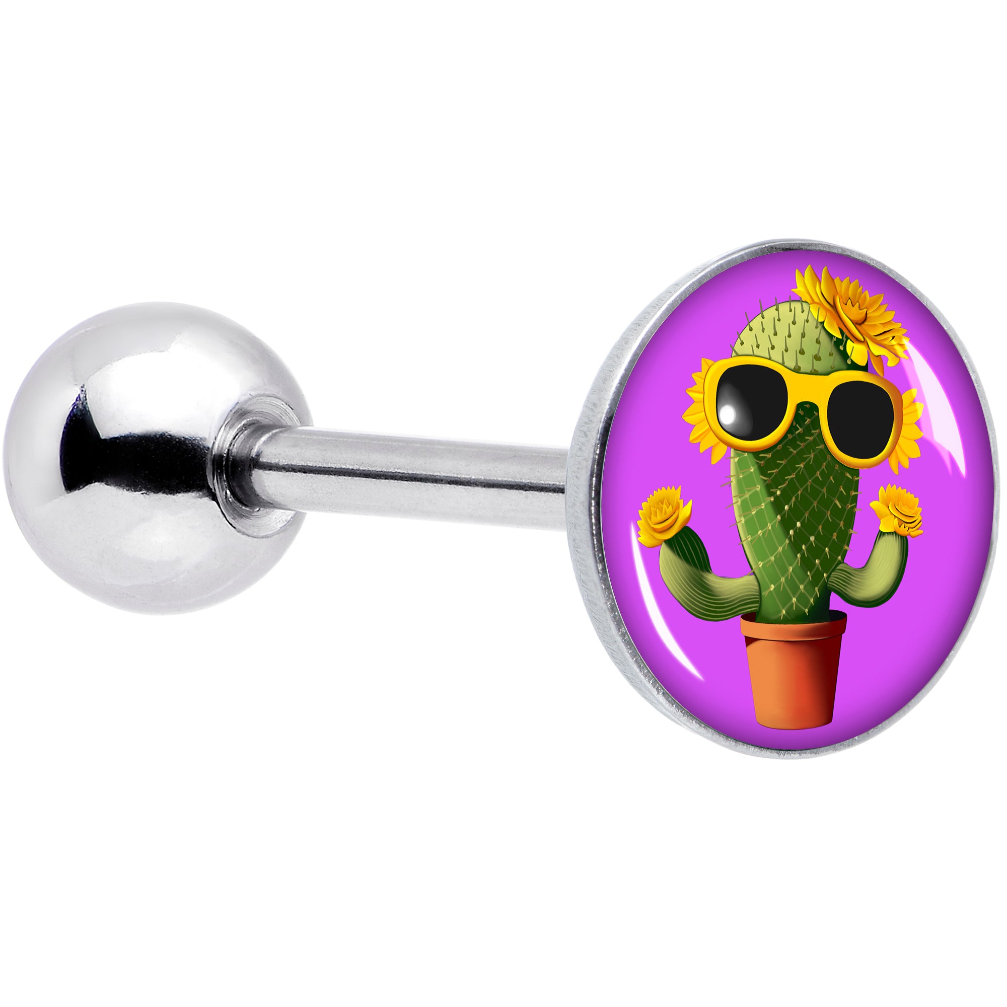 Sunflower Cactus Barbell Tongue Ring by Onyx O