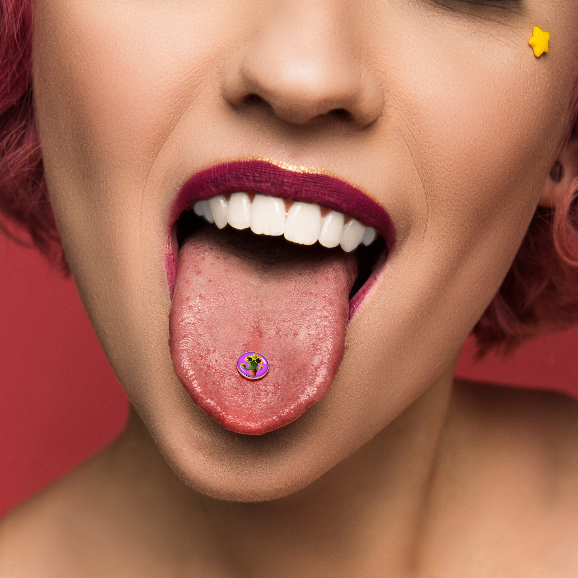 Sunflower Cactus Barbell Tongue Ring by Onyx O