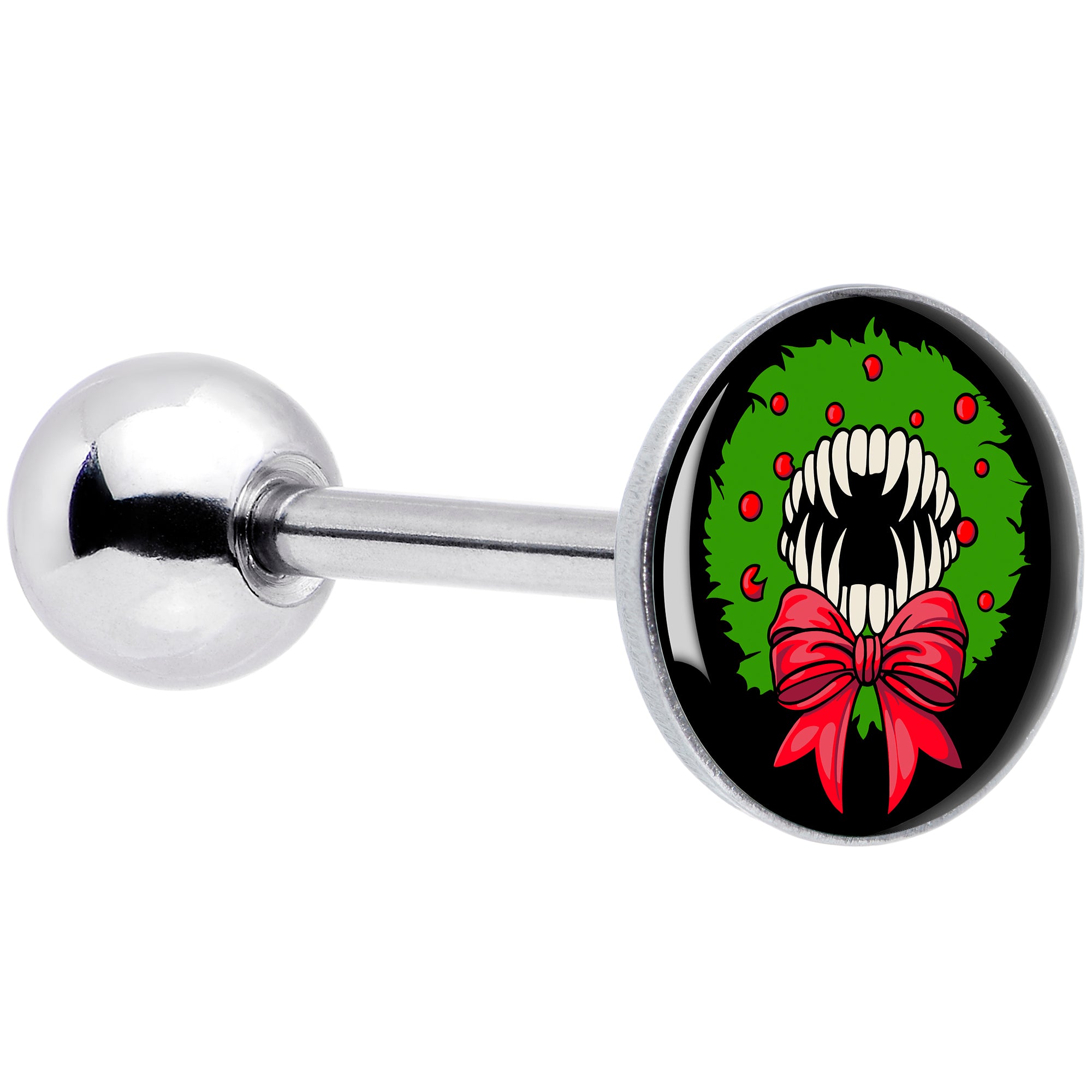 Holiday Vampire Wreath Barbell Tongue Ring by Onyx O