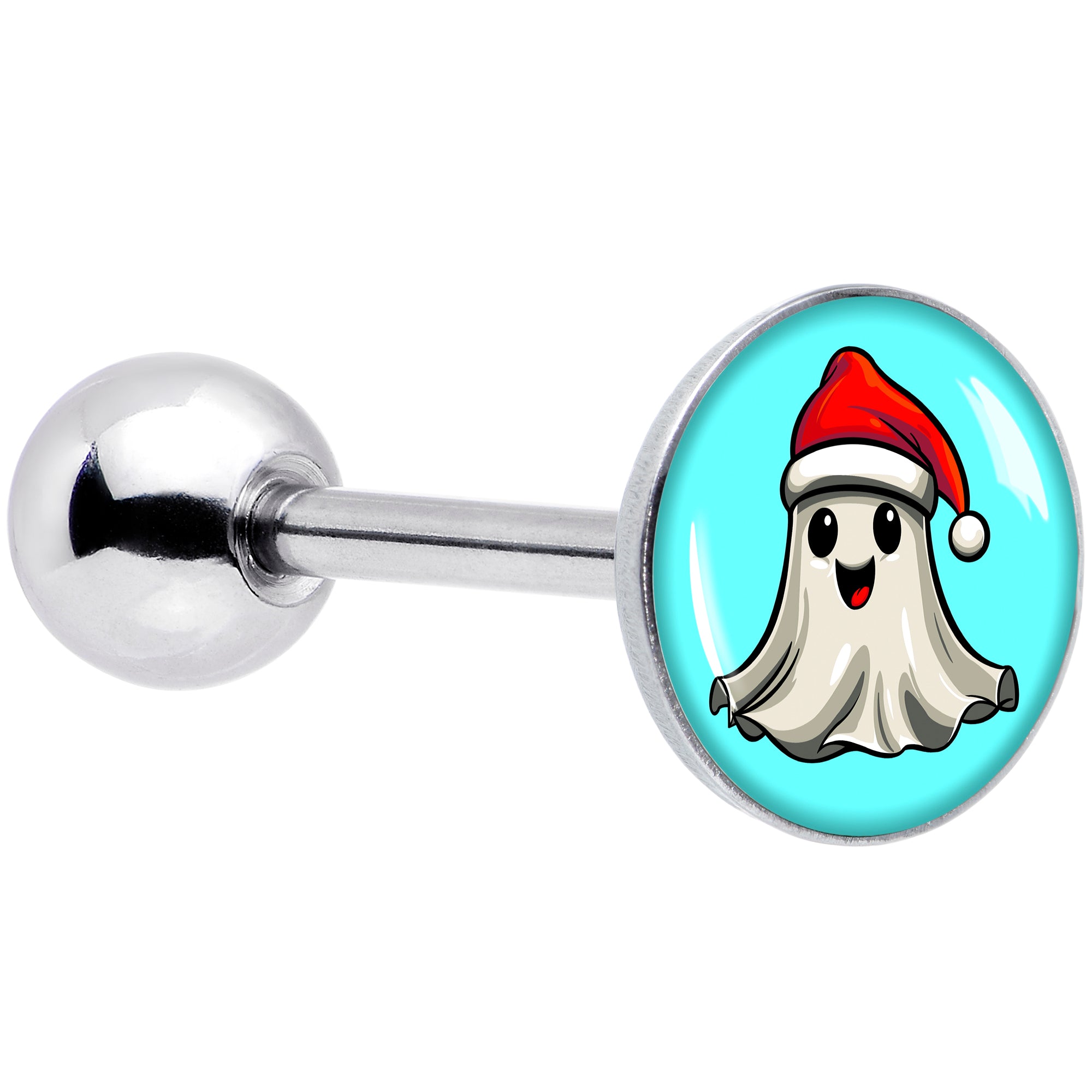 Holiday Christmas Spirit Ghost Barbell Tongue Ring by Onyx O