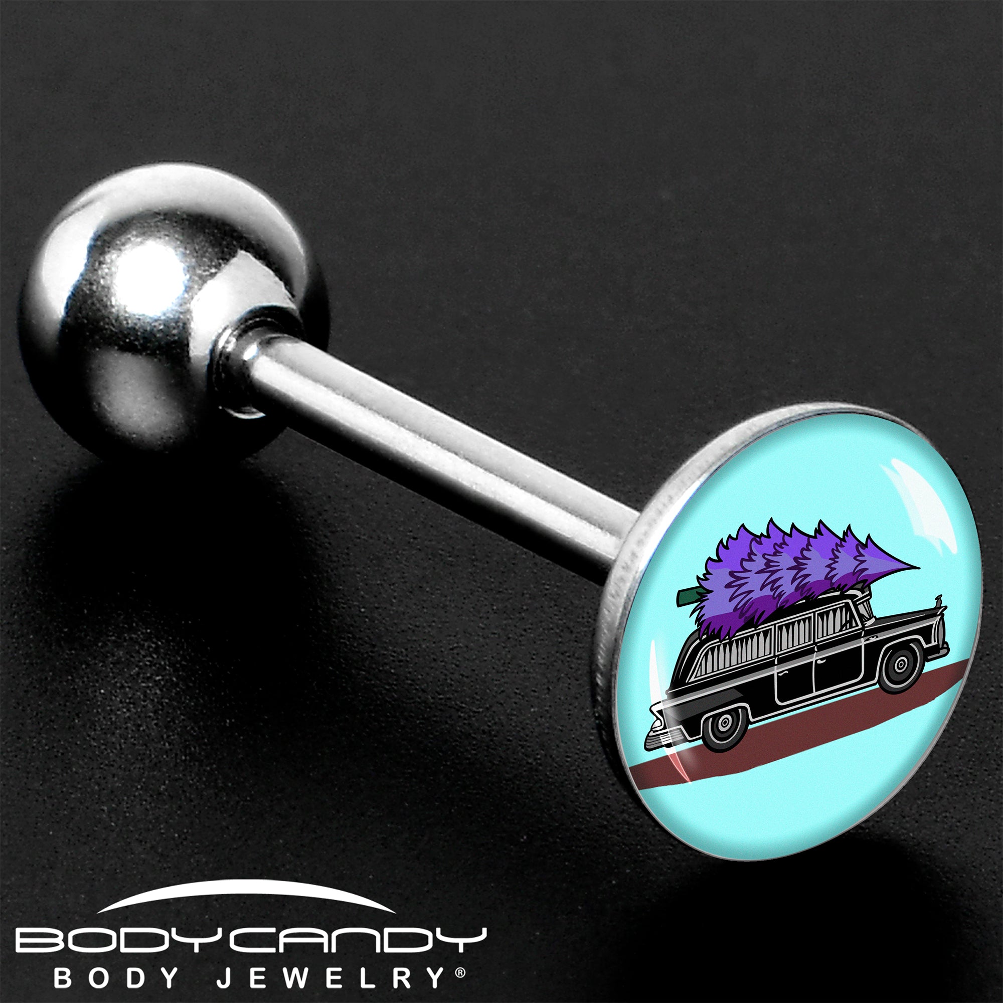 Holiday Christmas Hearse Barbell Tongue Ring by Onyx O