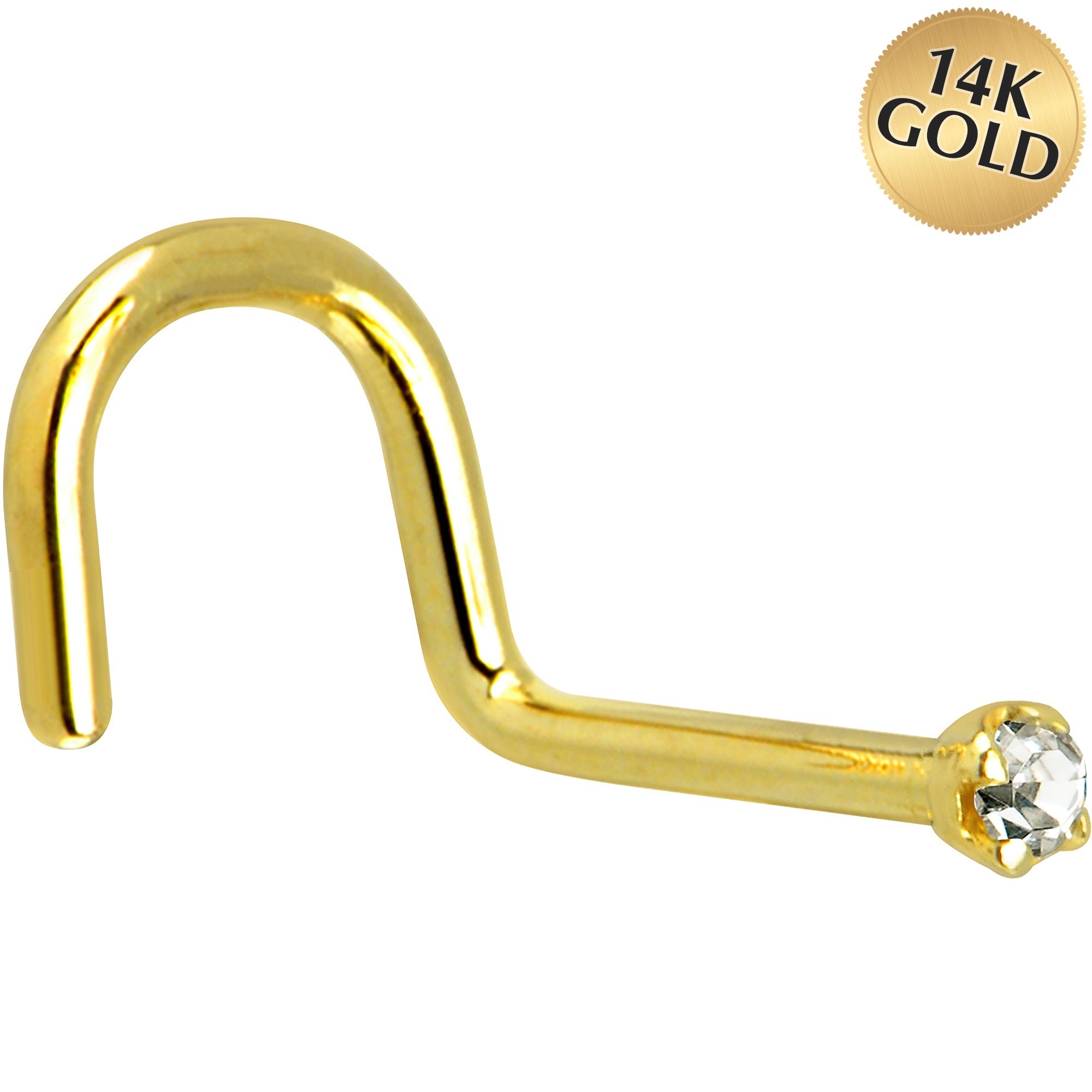 Solid 14KT Yellow Gold 1.5mm Genuine Diamond Nose Ring