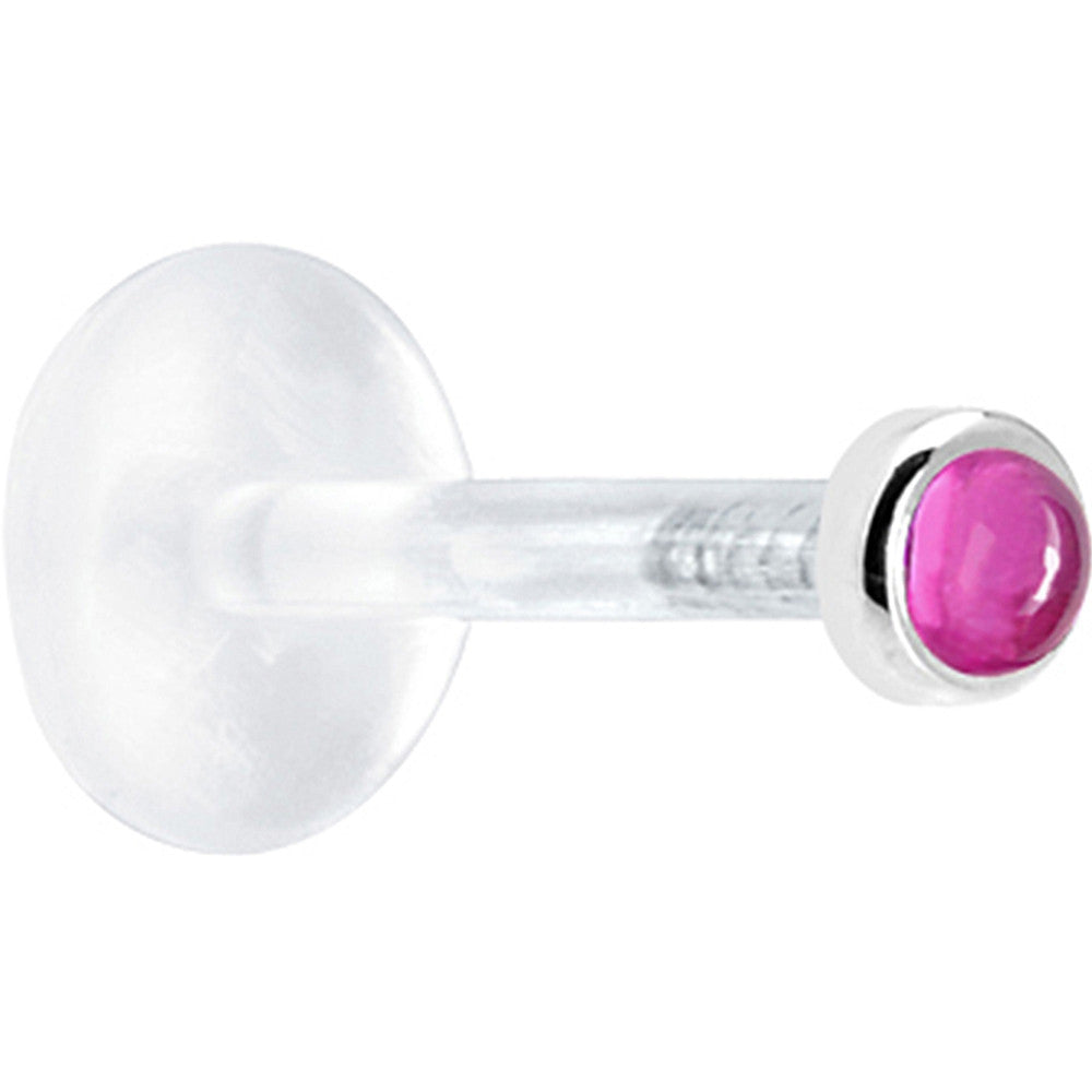 16 Gauge 5/16 Solid 14KT White Gold 2mm Genuine Pink Tourmaline Bioplast Tragus Earring Stud