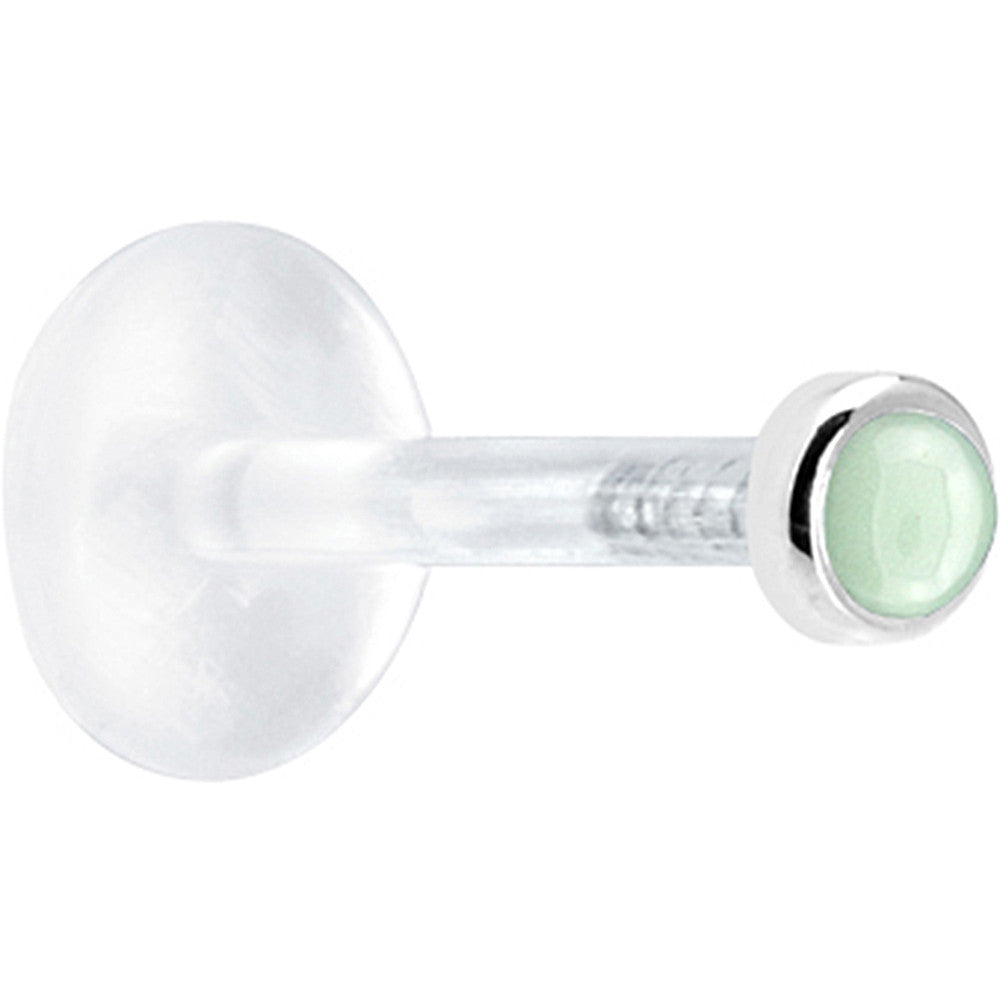 16G 5/16 Solid 14K White Gold 2mm Genuine Aventurine Quartz Bioplast Tragus Earring Stud