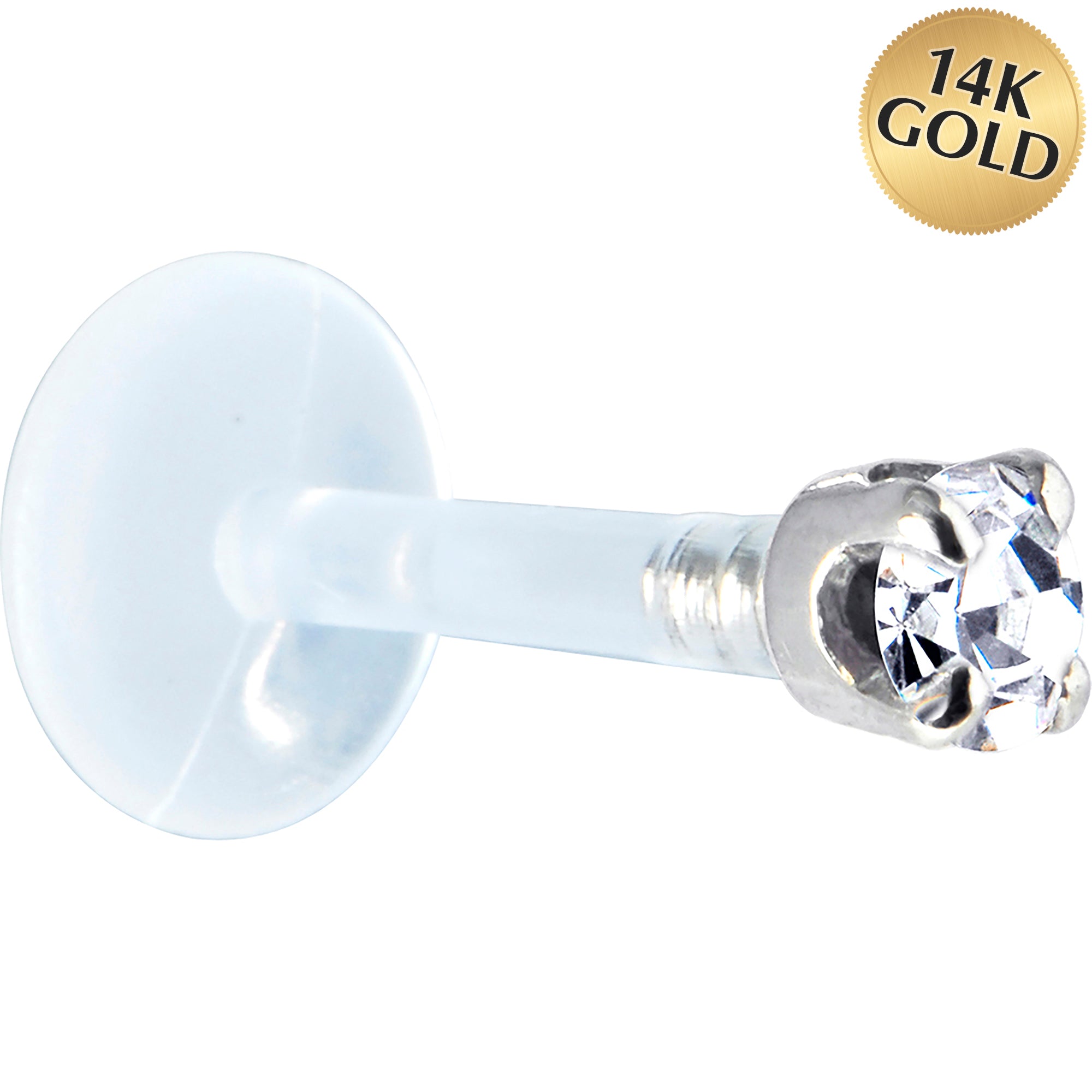 Solid 14KT White Gold 1.5mm Genuine Diamond Bioplast Push in Monroe