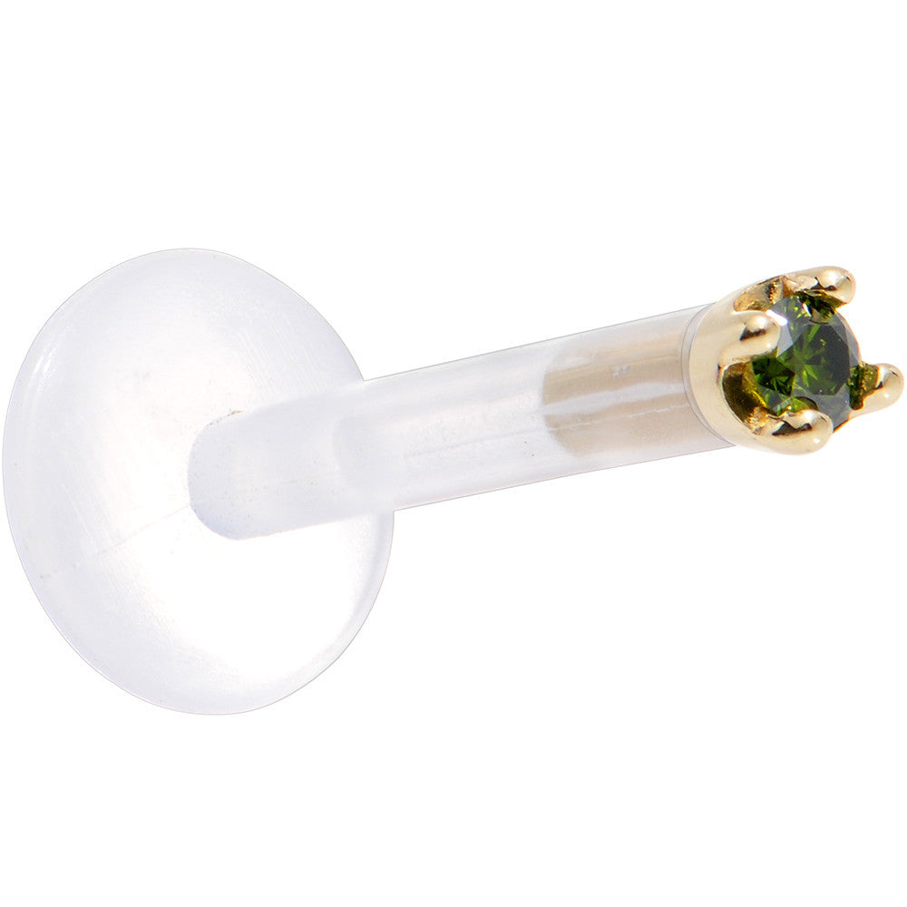 Solid 14K Yellow Gold 1.5mm Genuine Green Diamond Bioplast Push in Monroe