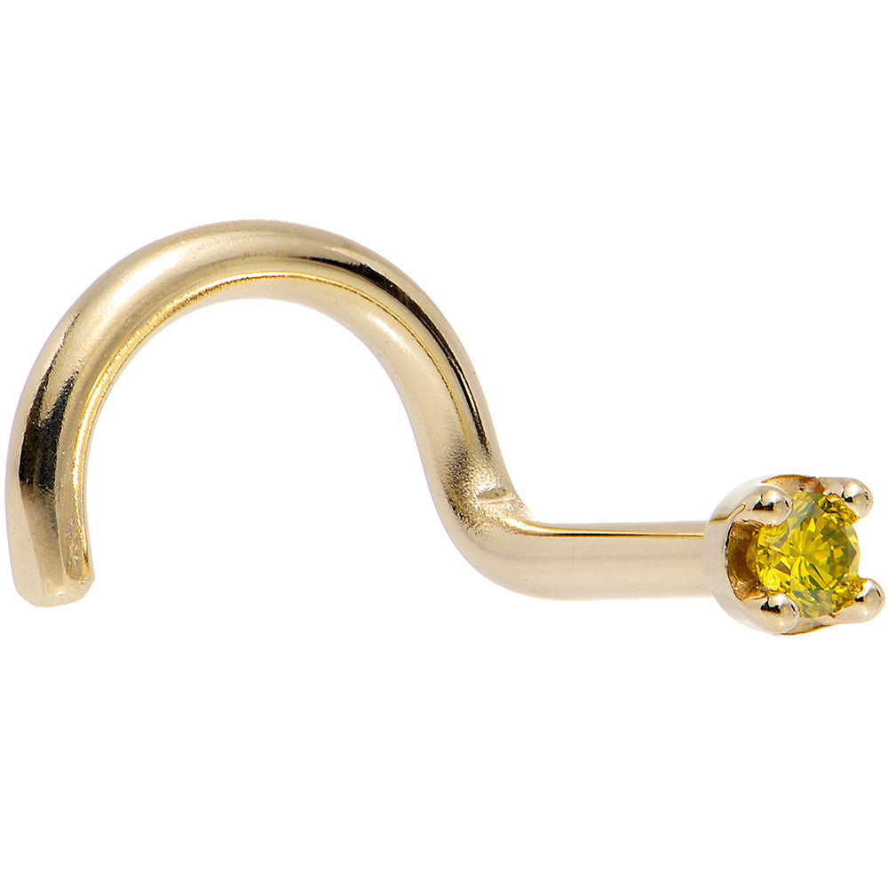 Solid Gold Nose Ring with 1.5mm Genuine Yellow Diamond November