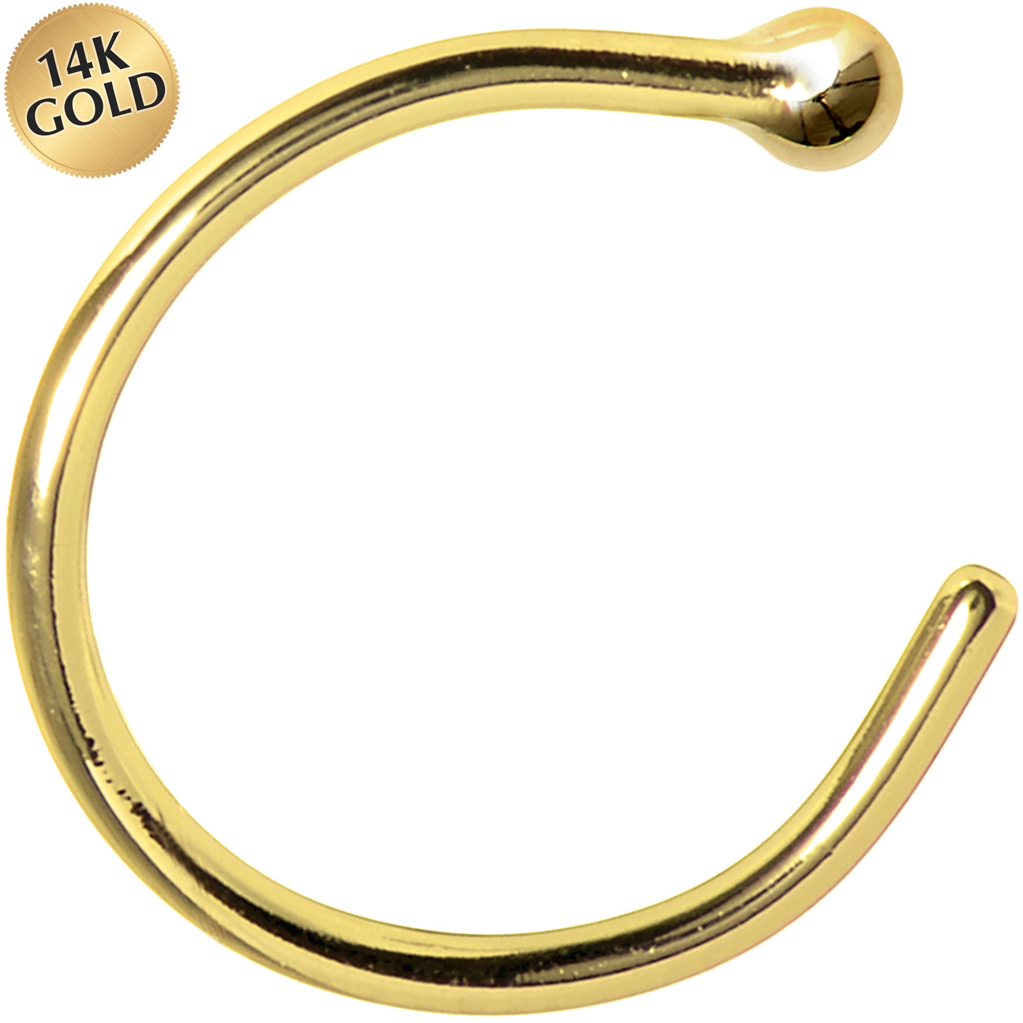 20G 5/16 Solid 14K Yellow Gold Nose Hoop