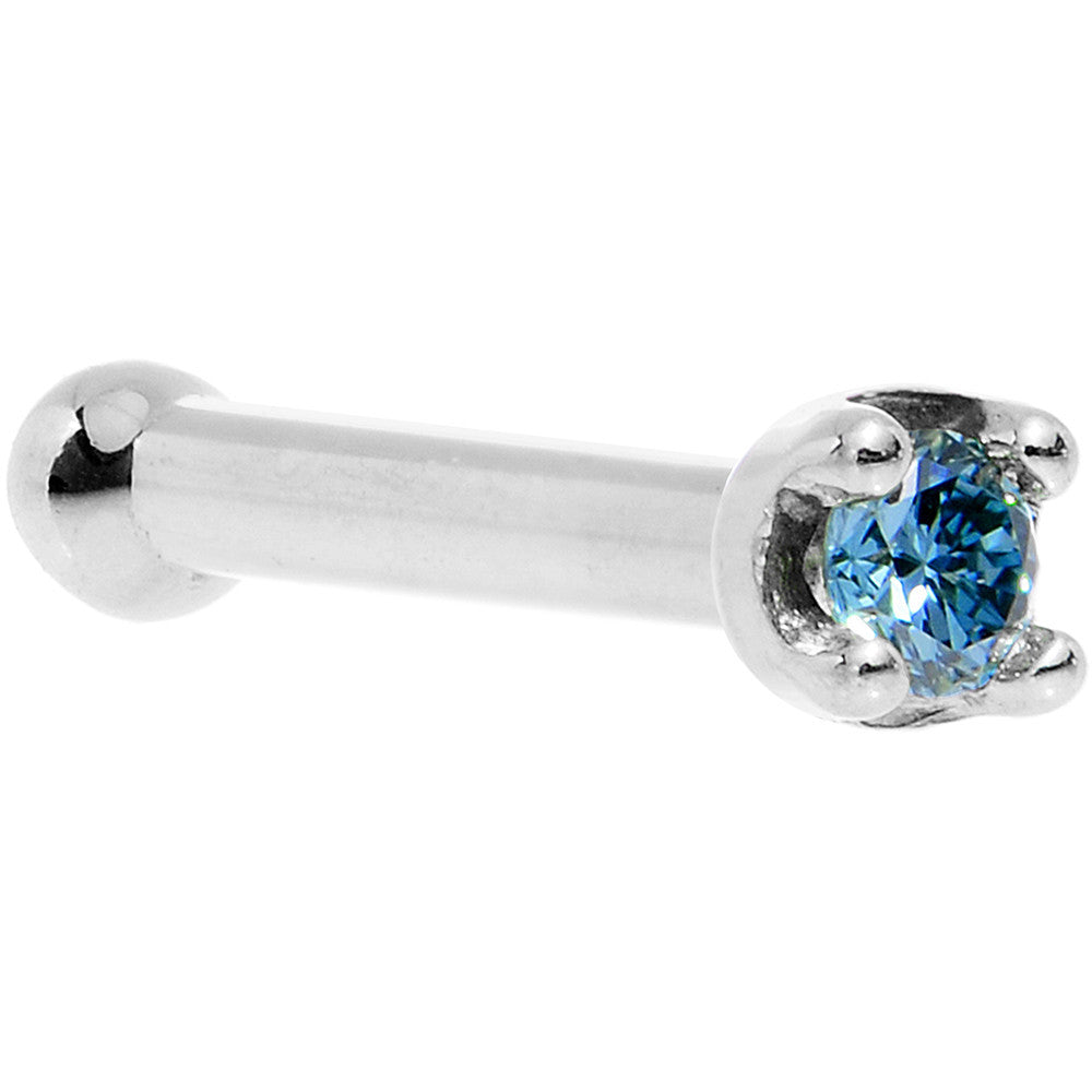 Genuine Blue Diamond 1.5mm Nose Ring in Solid 18KT White Gold Nose Bone Style Available