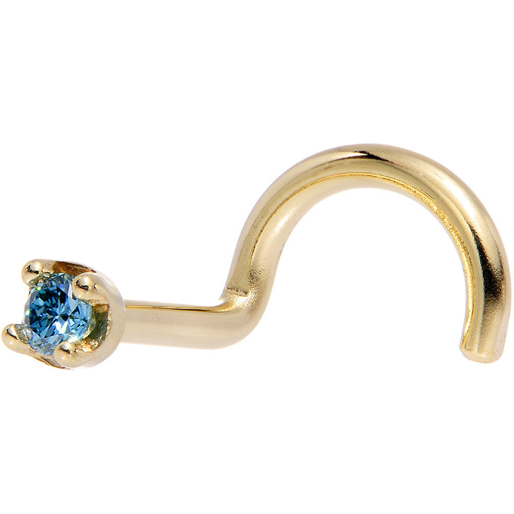 18KT Yellow Gold 1.5mm Blue Diamond Nose Screw