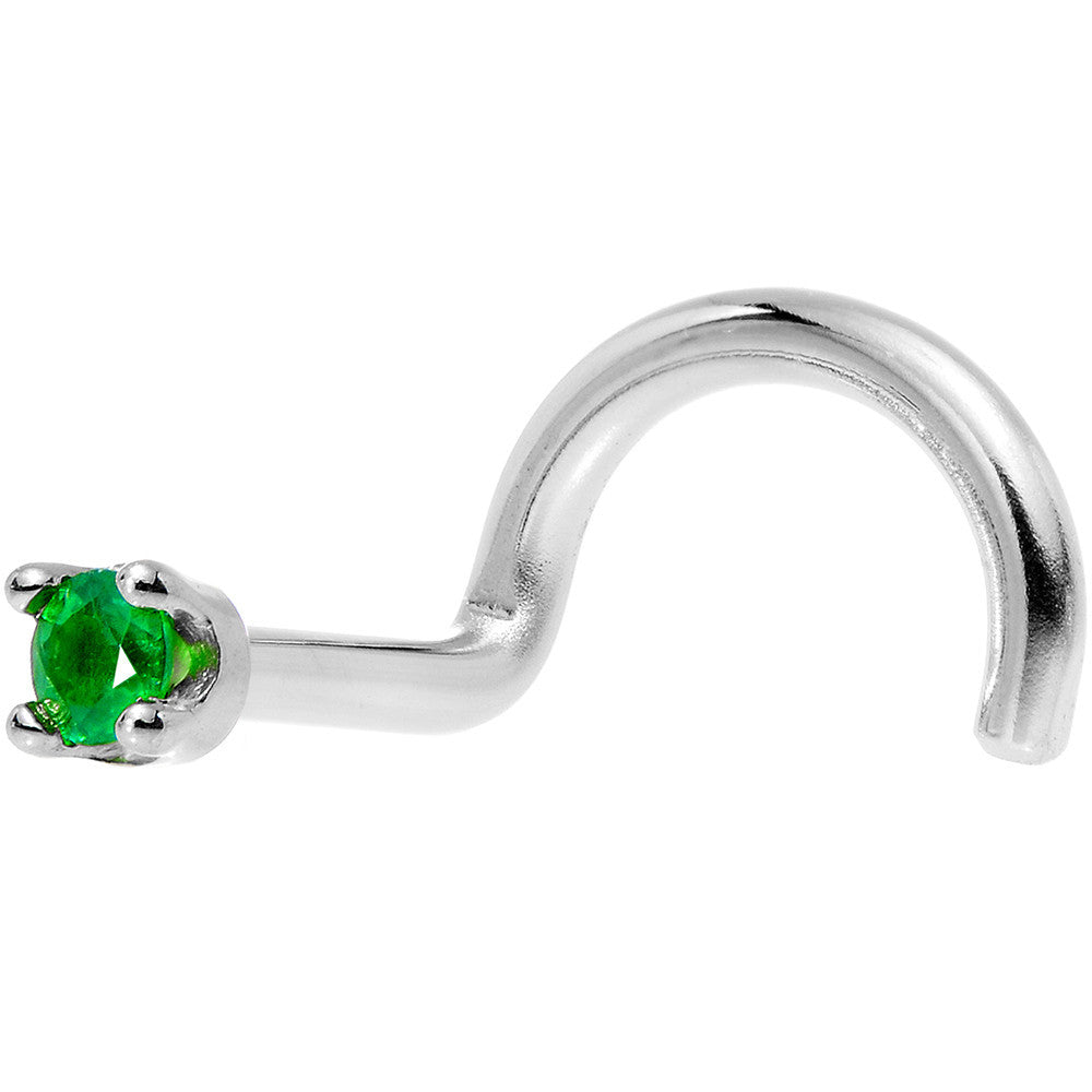 1.5mm Genuine Emerald Solid White Gold Nose Screw Nose Ring