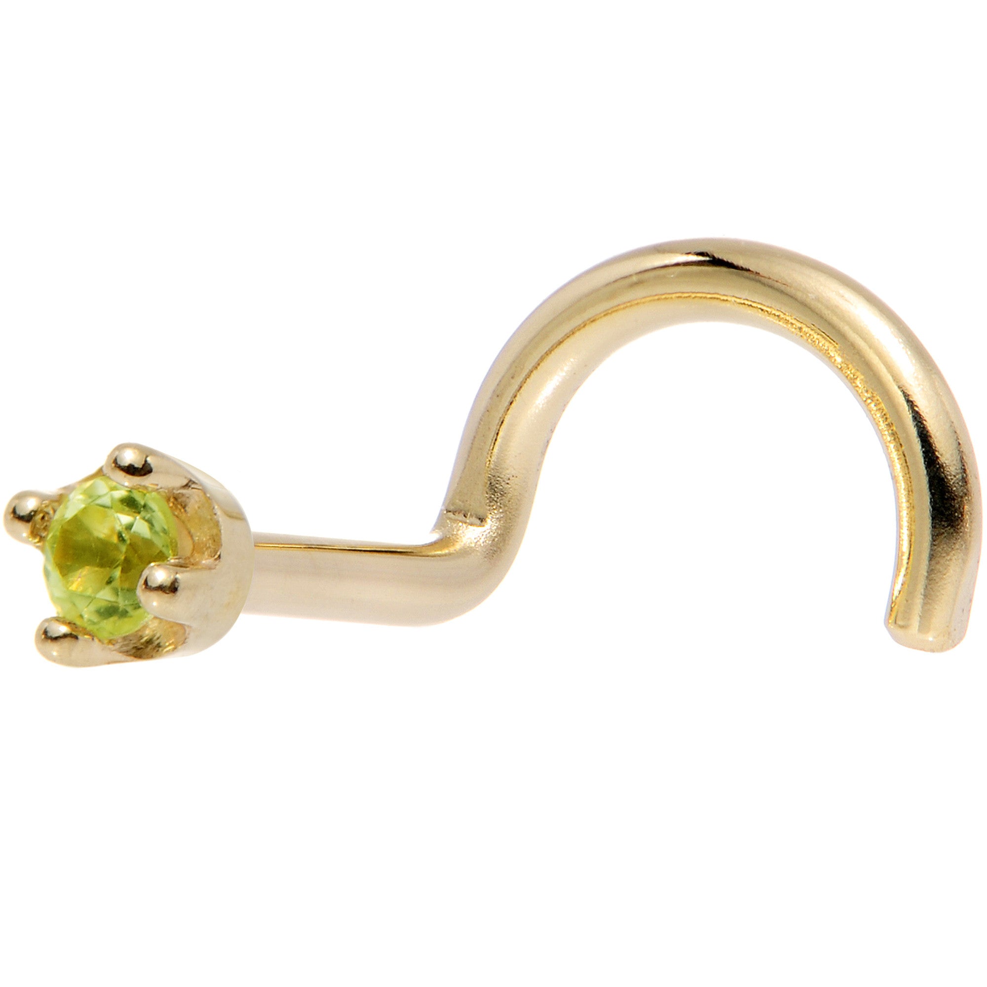 Genuine Peridot Nose Ring 18KT Yellow Gold August Birthstone